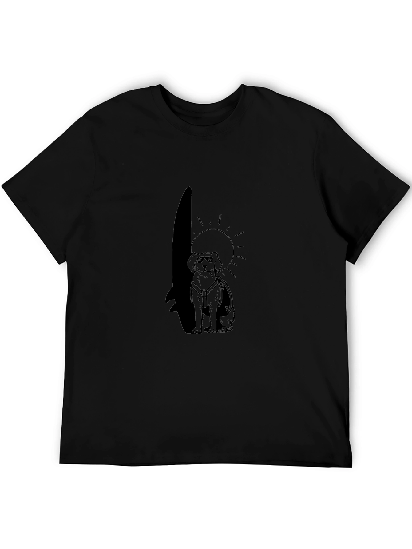 Cool Dog Surfer Black T-Shirt