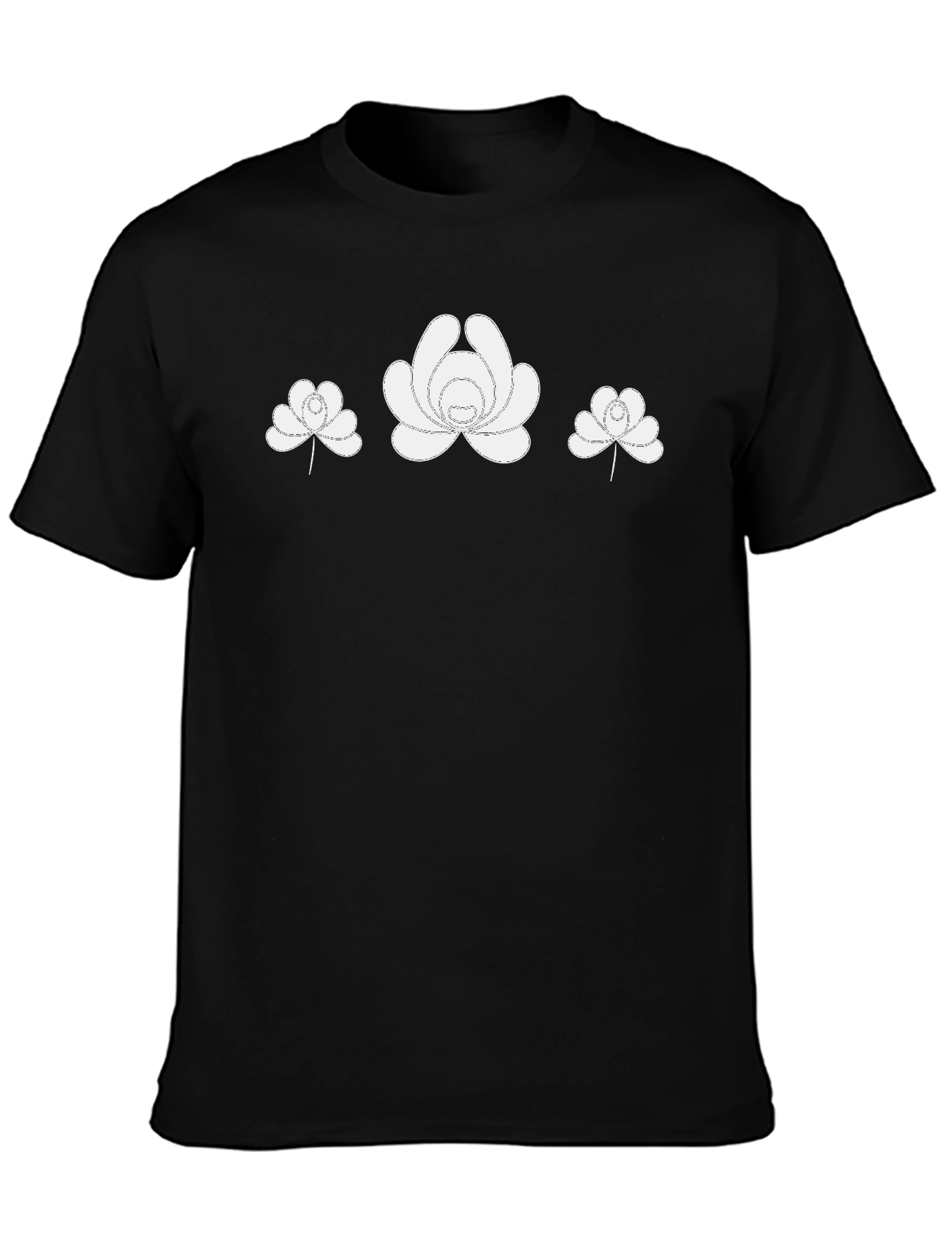 Floral Print Black T-Shirt Modern Style