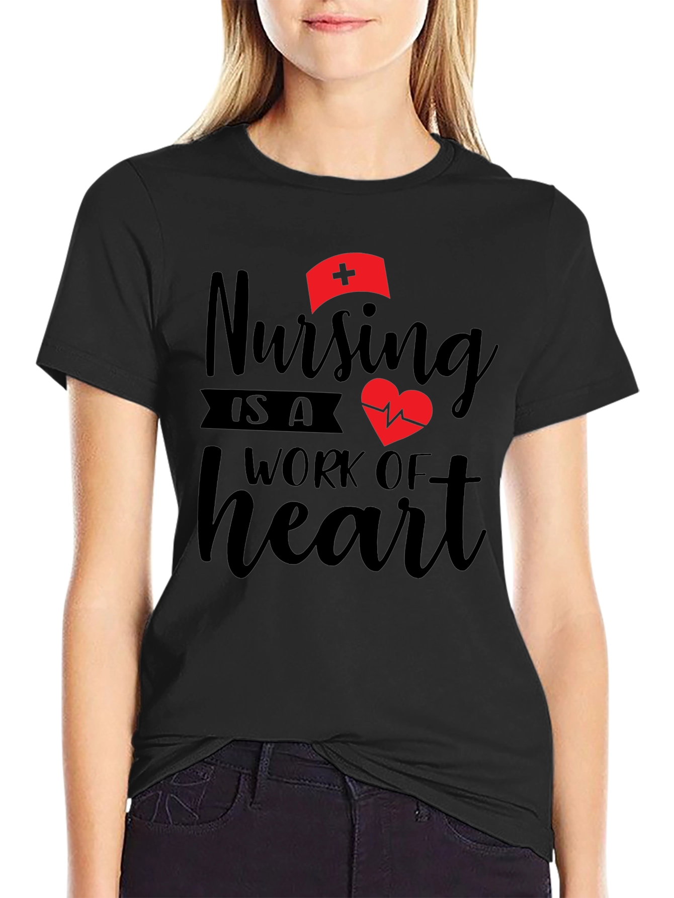 Nursing is a Work of Heart Graphic Tee