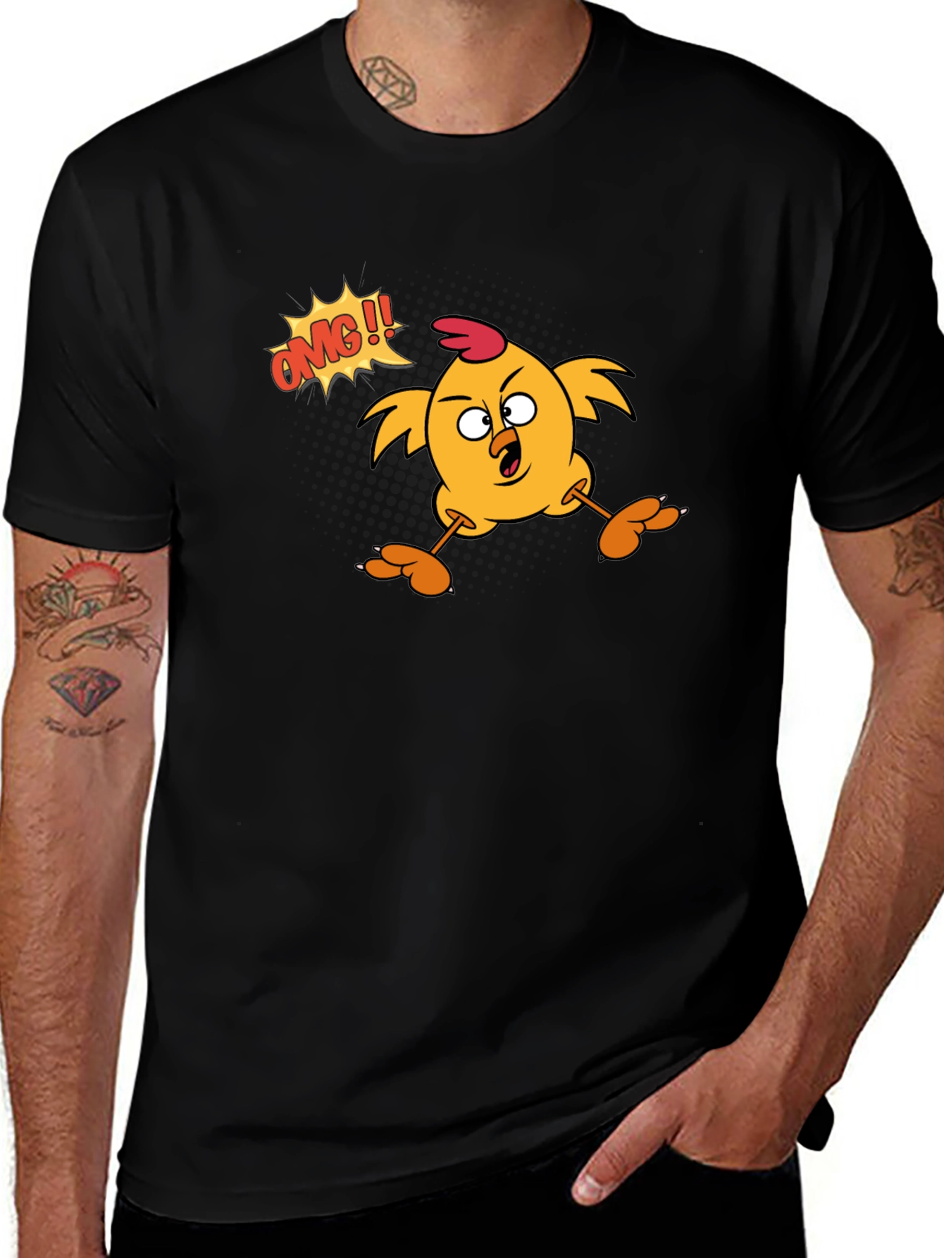 OMG Chicken Graphic Tee - Mens Black T-Shirt