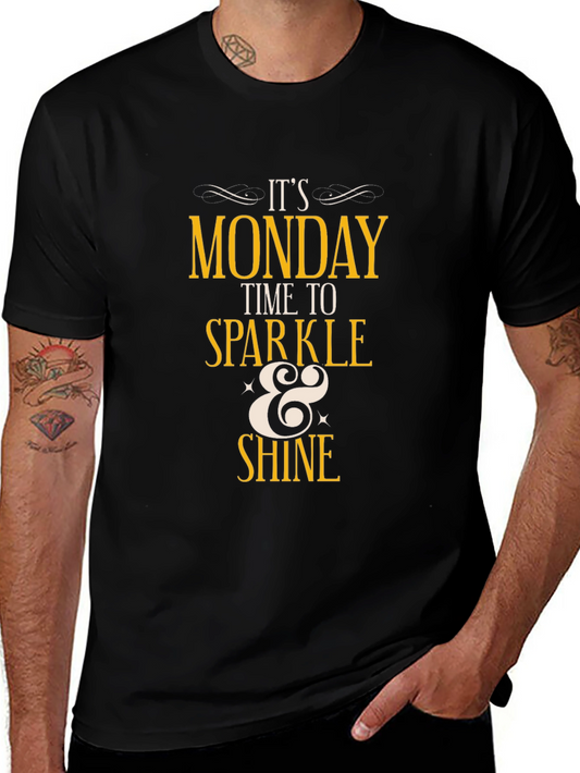 Monday Sparkle & Shine Graphic Tee - Black Cotton Blend