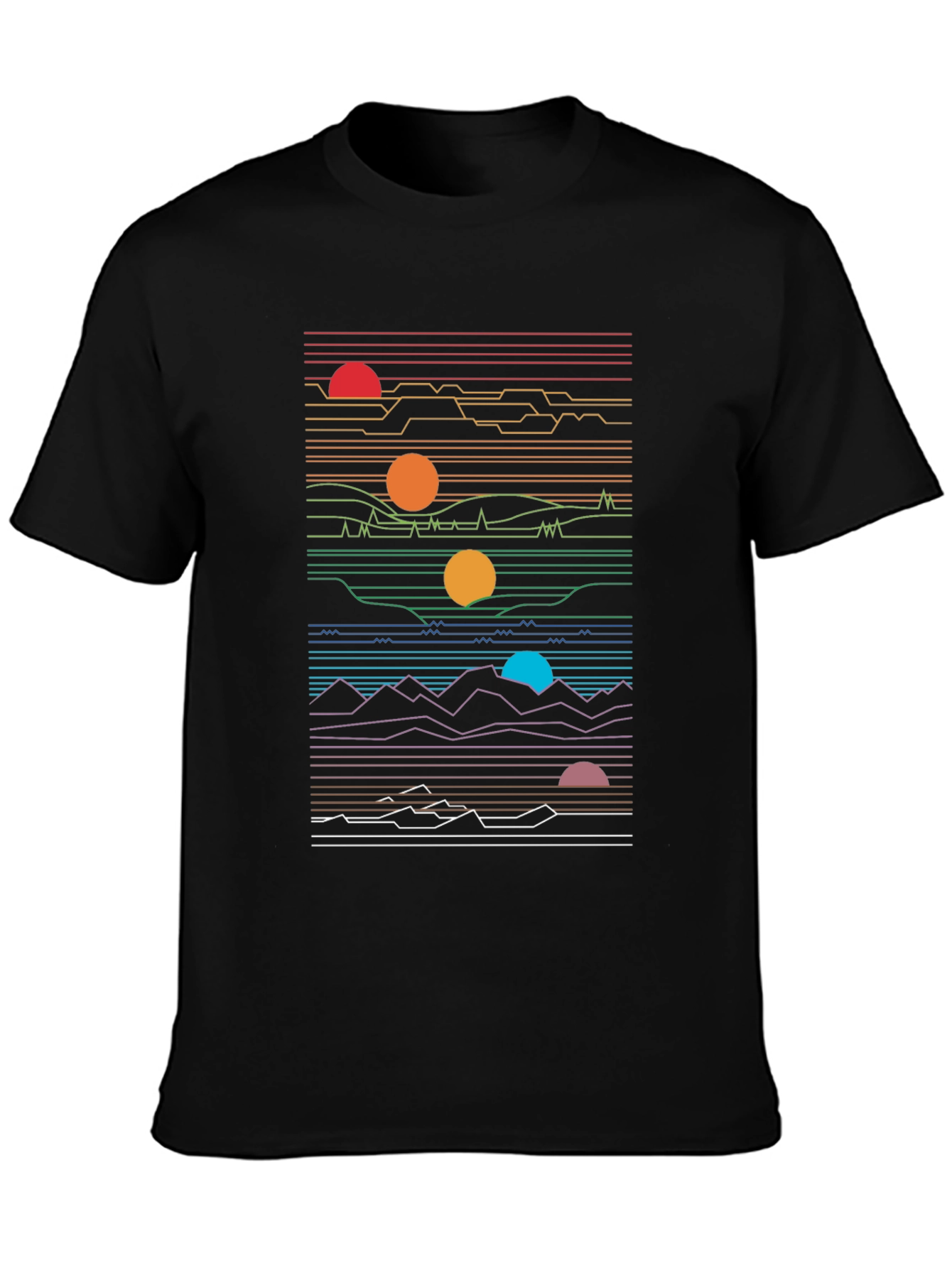 Retro Sunset Graphic Tee - Black