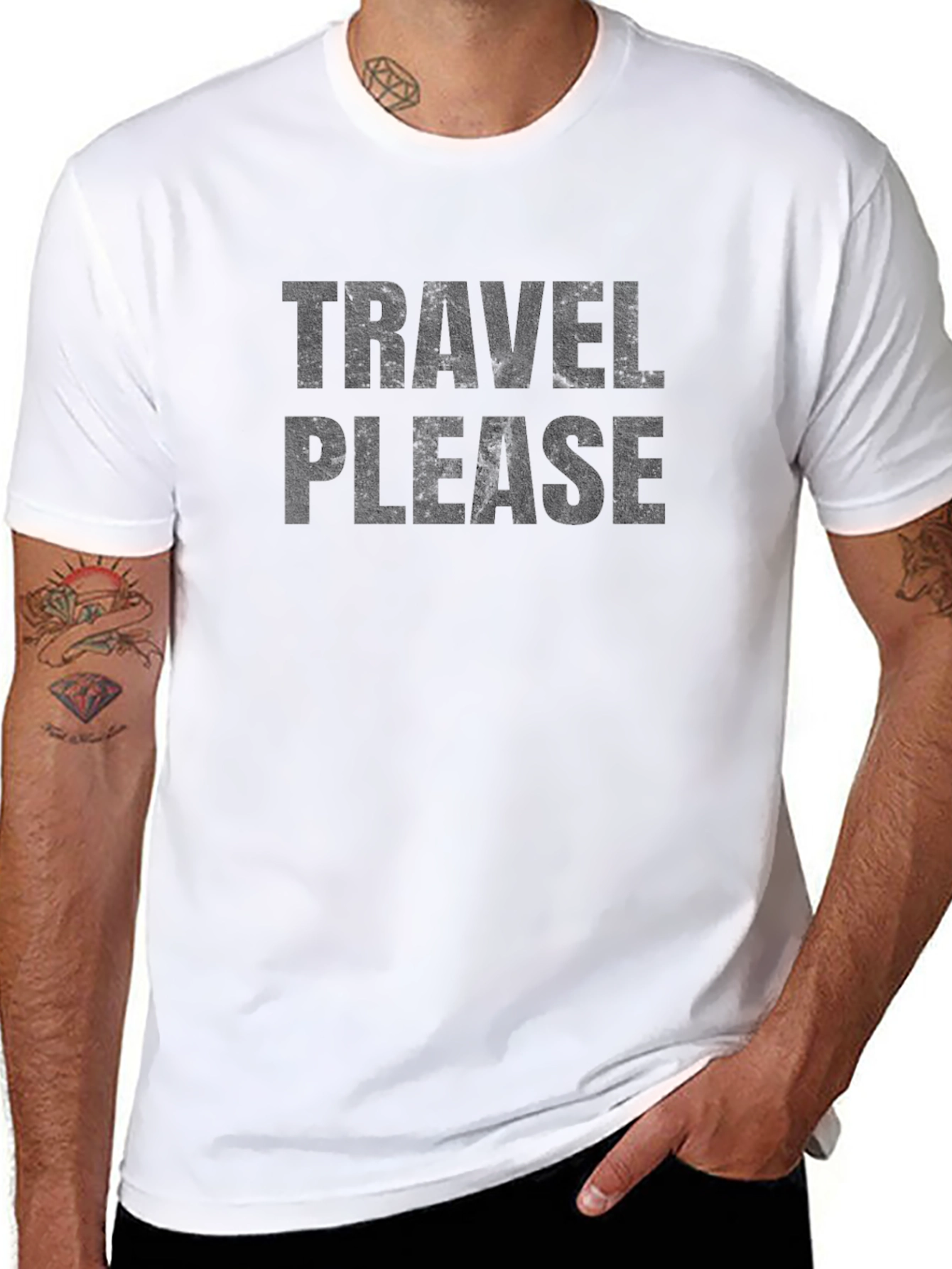 Travel Please Graphic Tee - Black Casual T-Shirt
