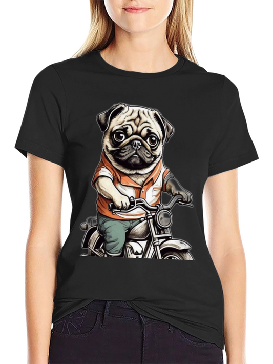 Pug on Motorcycle Graphic Tee