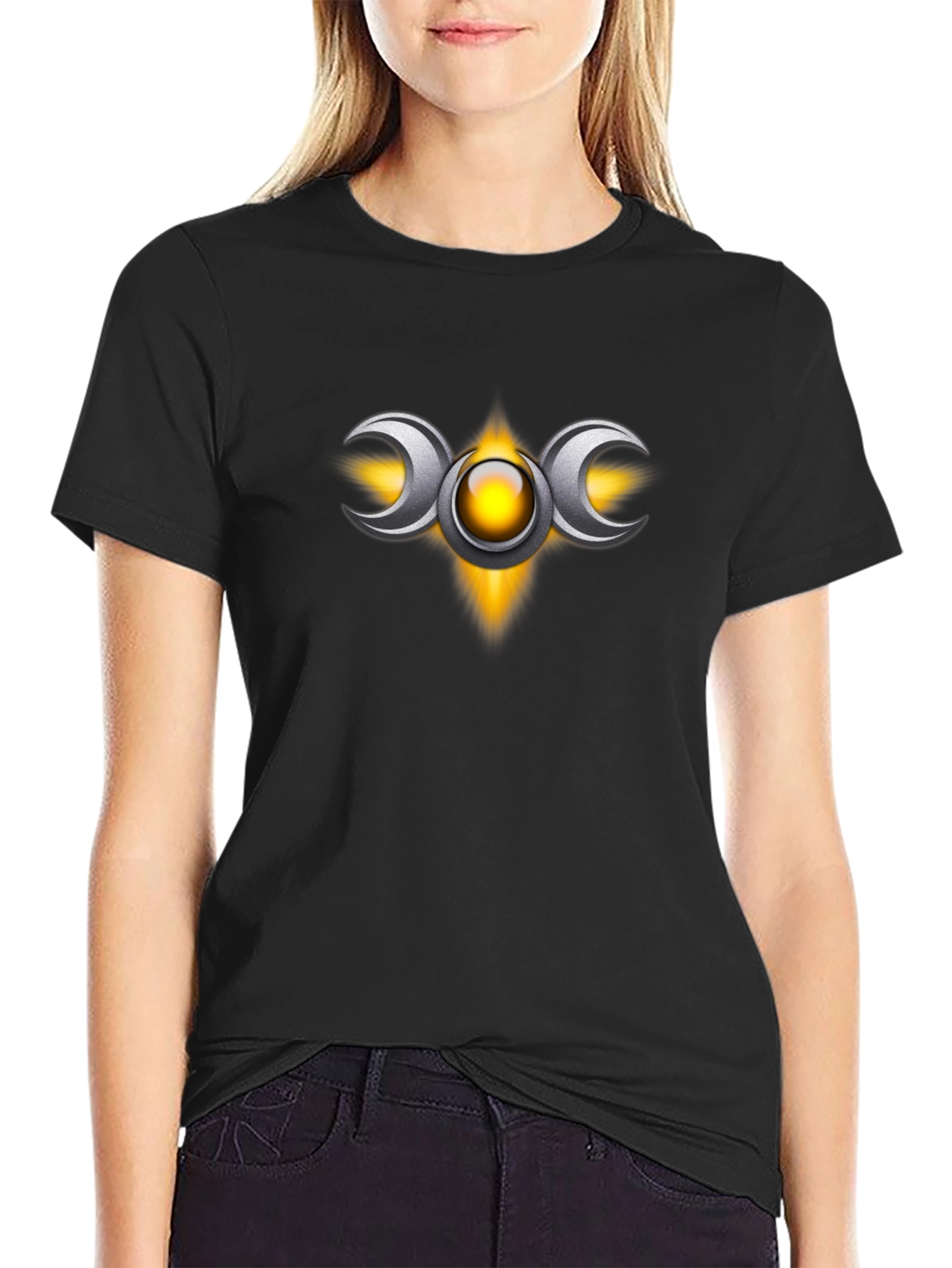 Triple Moon Goddess T-Shirt - Black