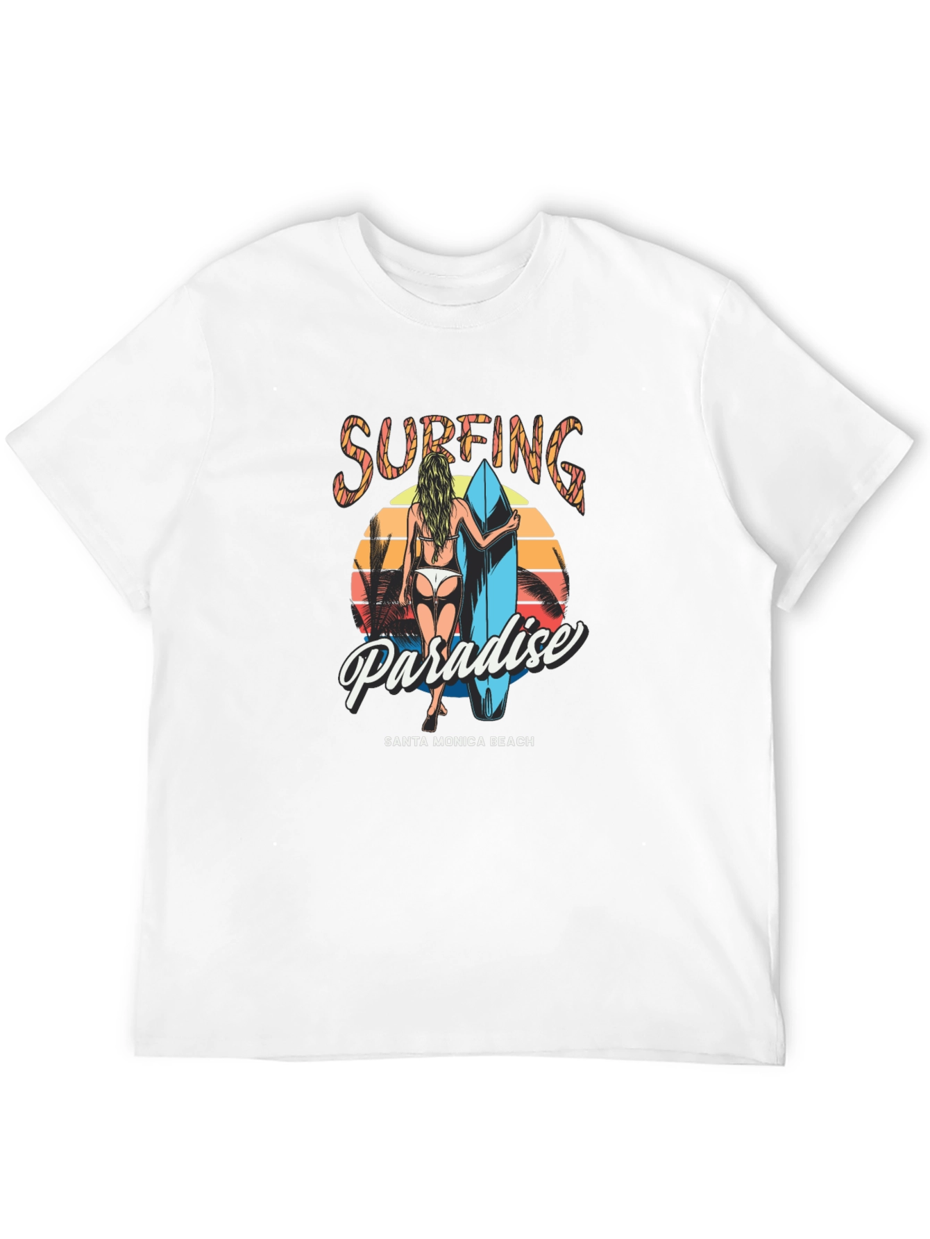 Surfing Paradise Graphic Tee - Santa Monica Beach