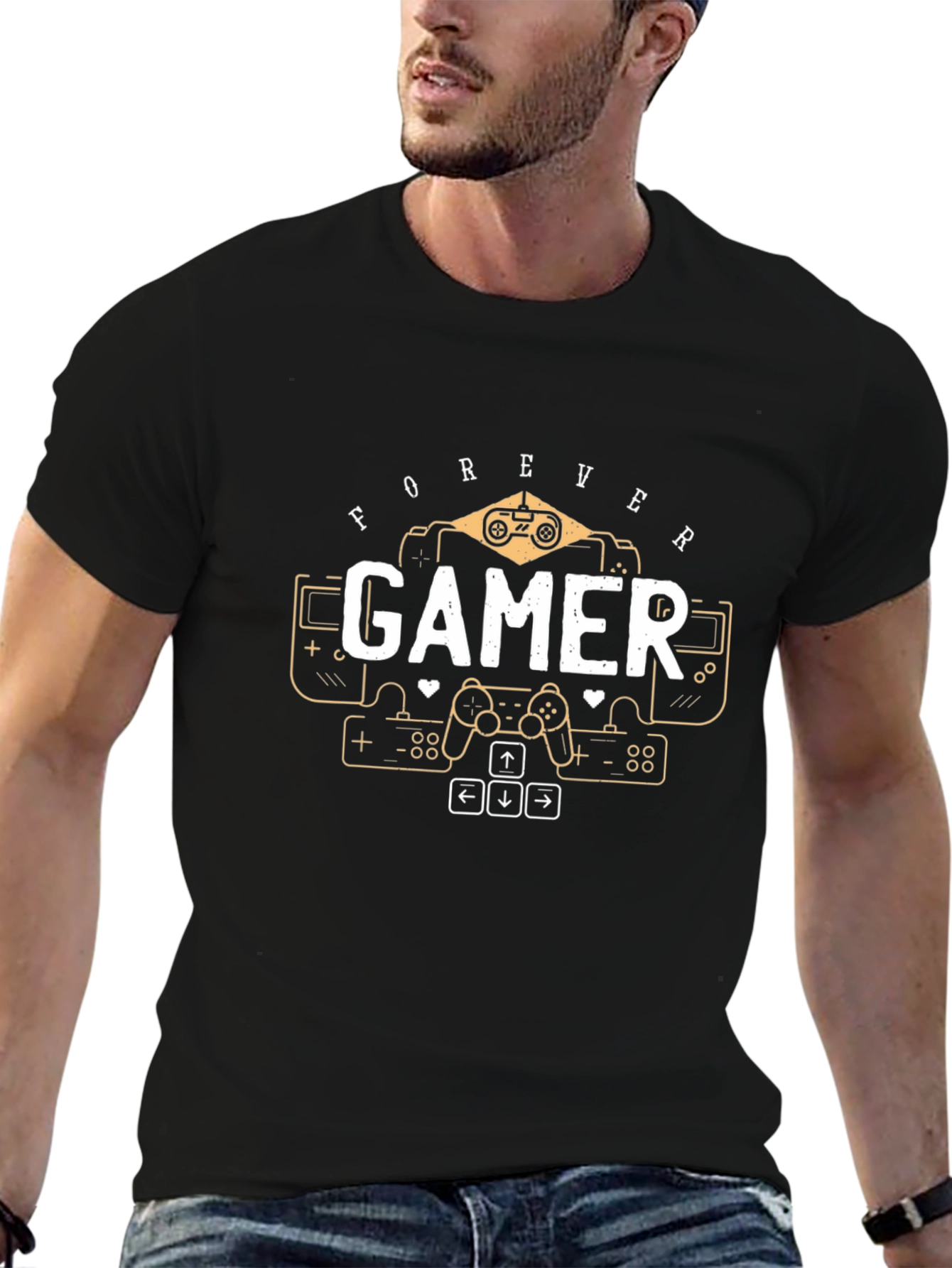 Forever Gamer Graphic Tee - Black Cotton T-Shirt