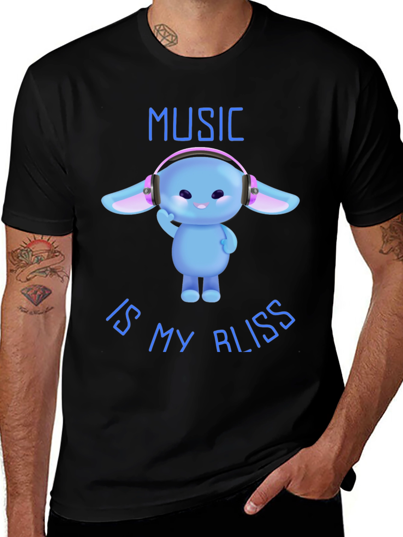 Music is My Bliss - Cute Character T-Shirt