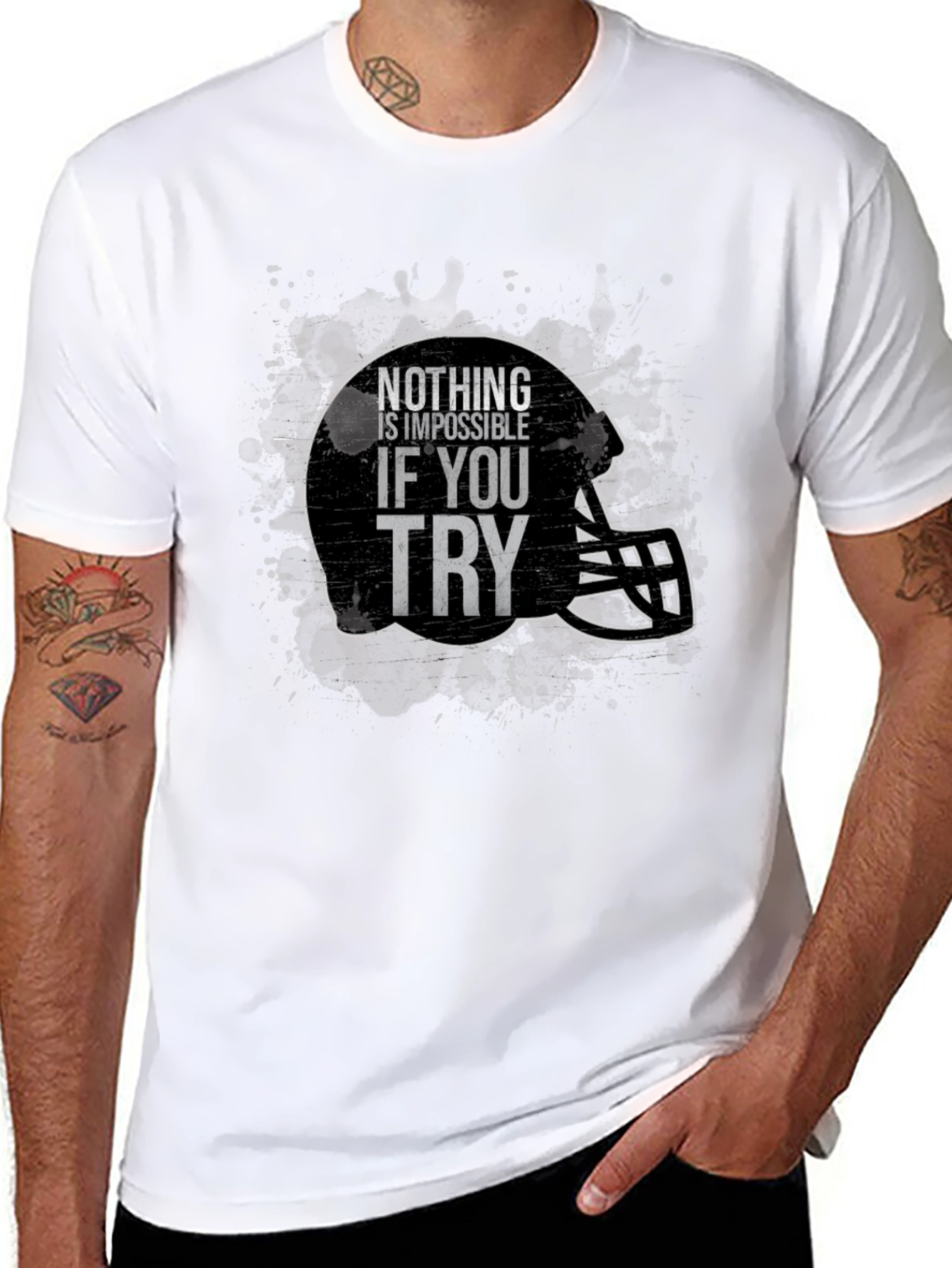 Motivational Football Helmet Graphic T-Shirt