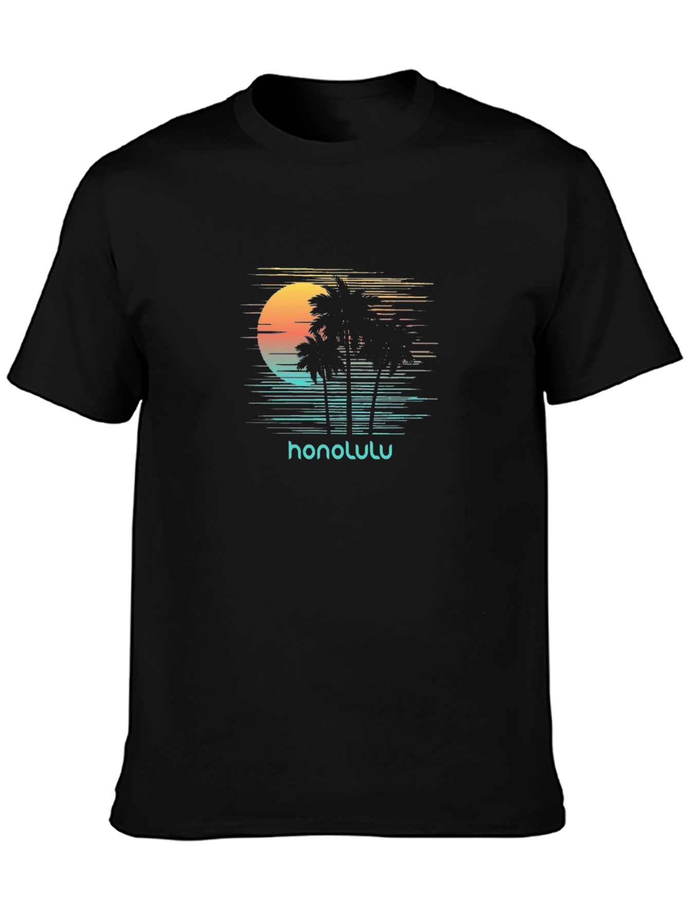 Honolulu Sunset Palm Tree Graphic Tee