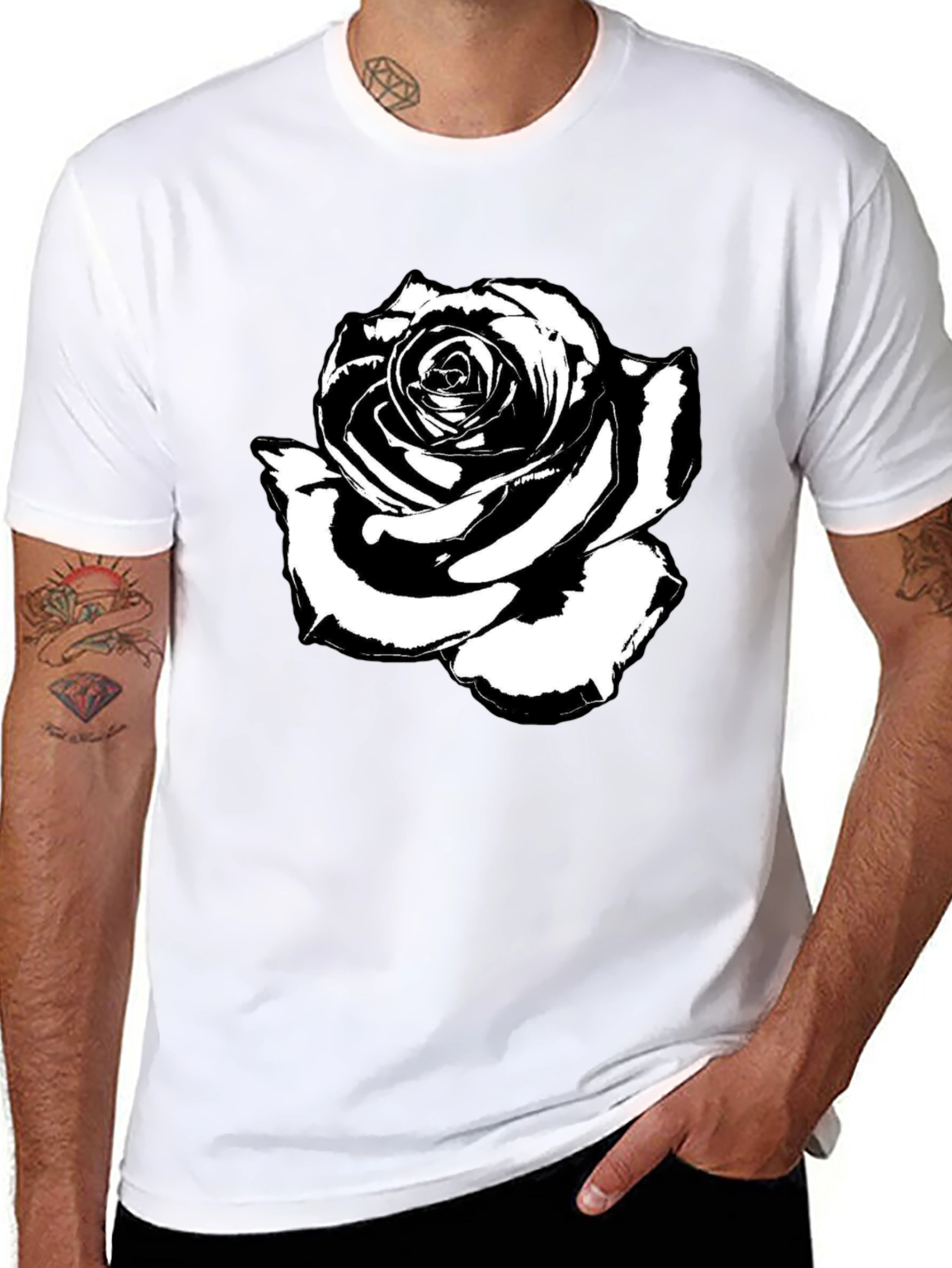 Black Rose Graphic Tee - Stylish Mens T-Shirt