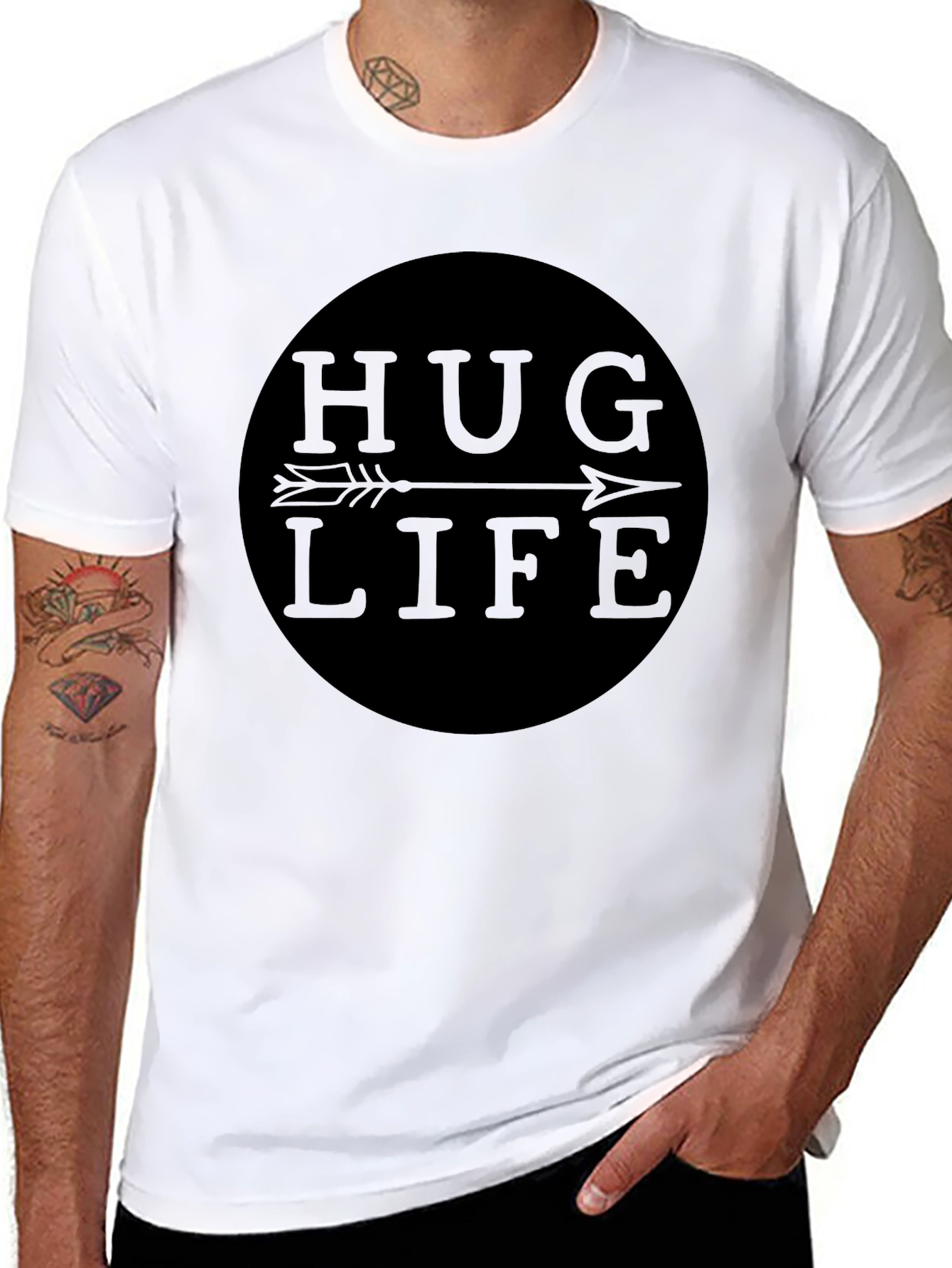 Hug Life Black Graphic Tee - Arrow Design