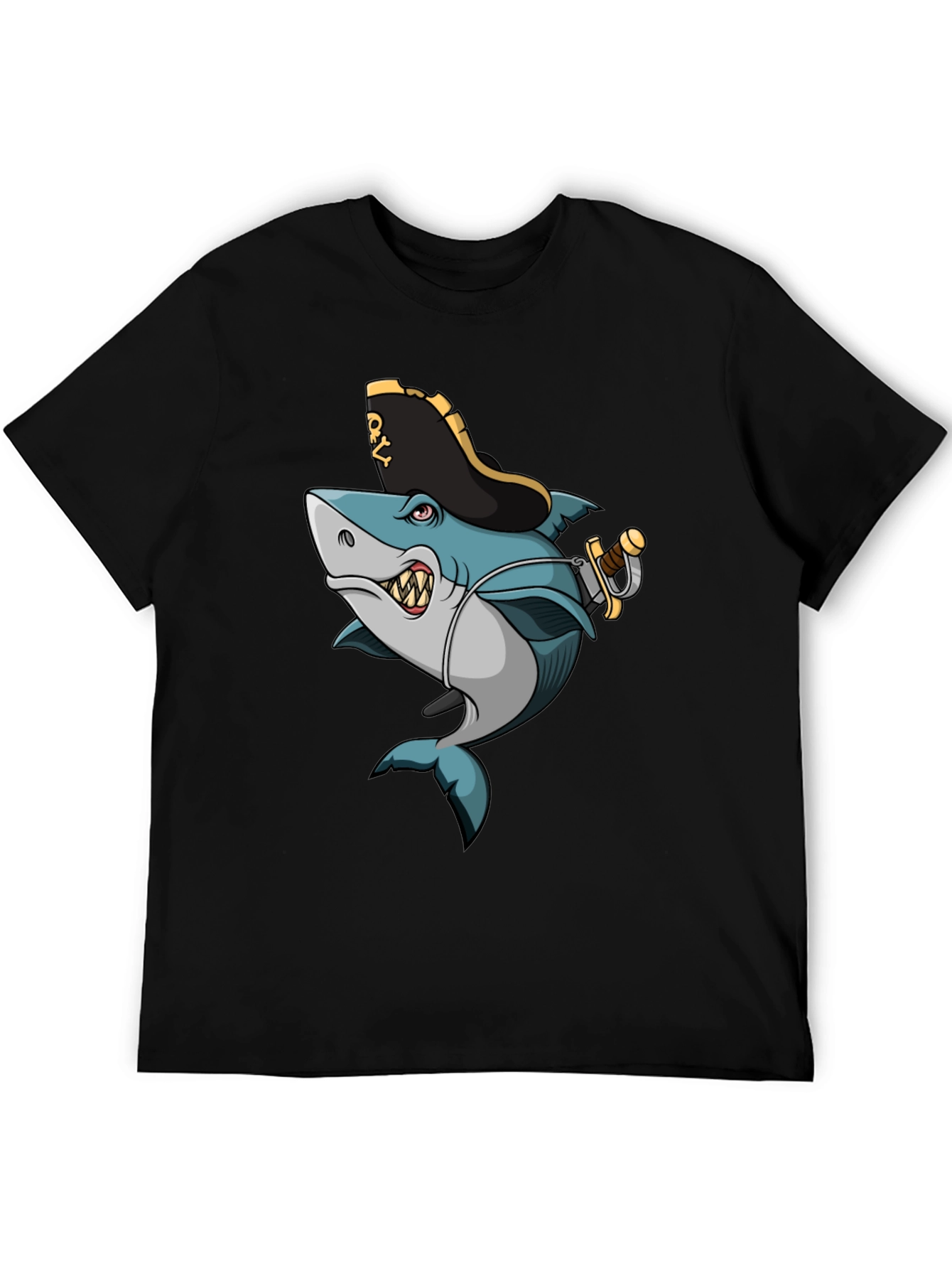 Pirate Shark Graphic T-Shirt - Cool Cartoon Design