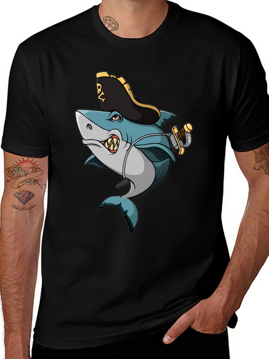 Pirate Shark Graphic T-Shirt - Cool Cartoon Design