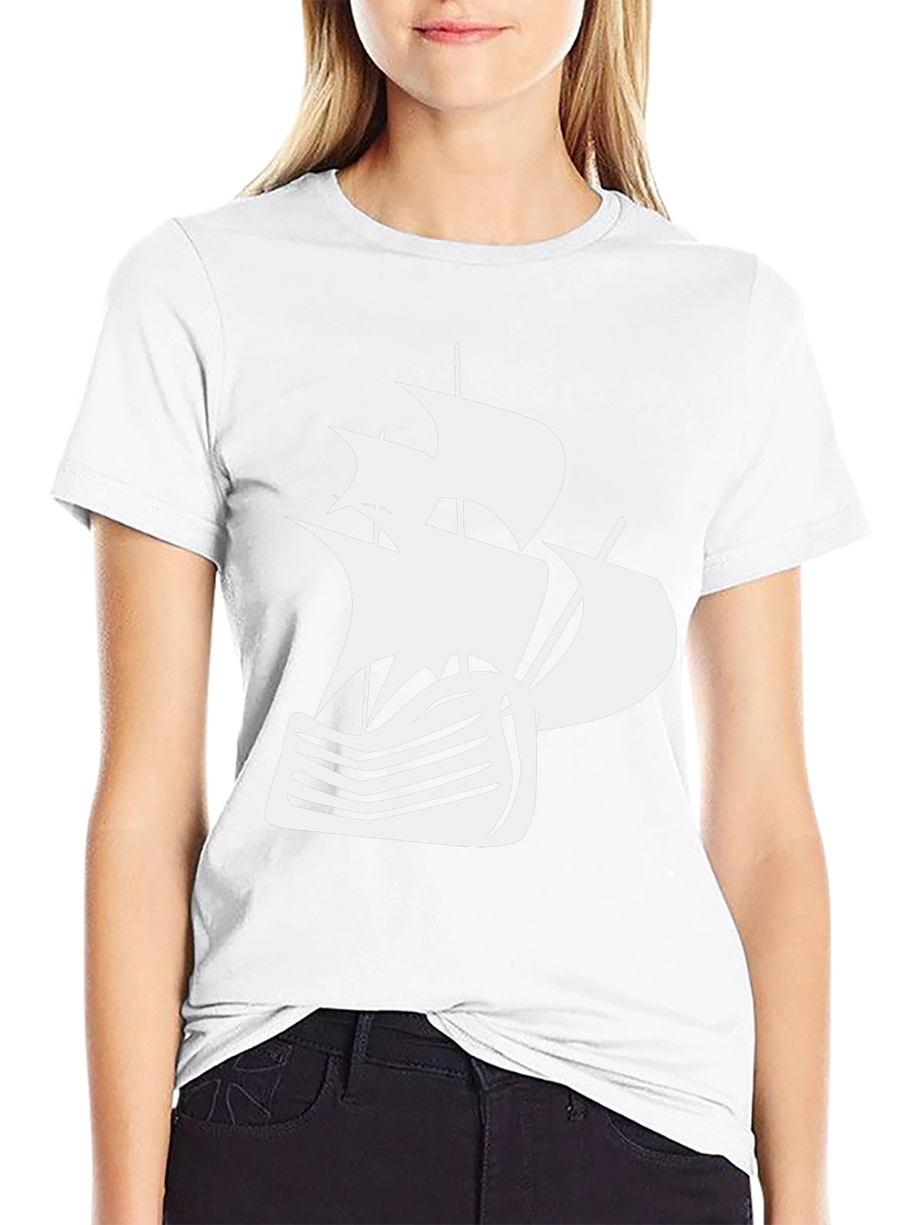 Nautical Ship Graphic Tee - Black Cotton T-Shirt