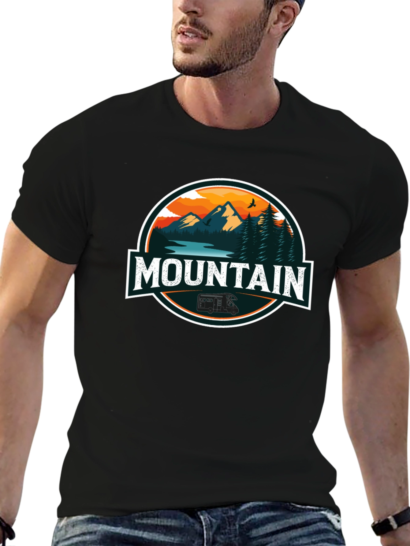 Mountain Graphic Black T-Shirt for Men