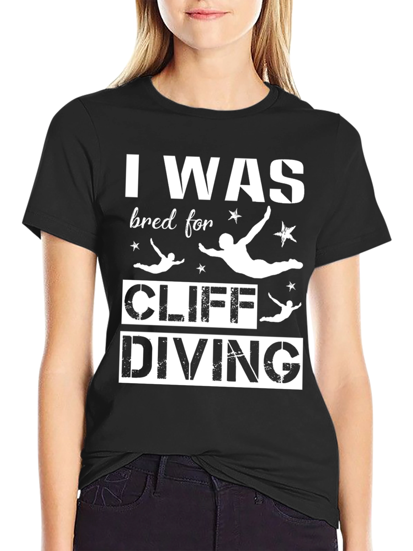 I Was Bred For Cliff Diving Black T-Shirt