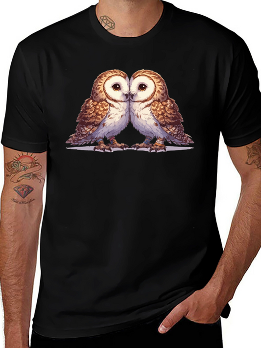 Owl Love Graphic Tee - Soft Black Cotton Blend