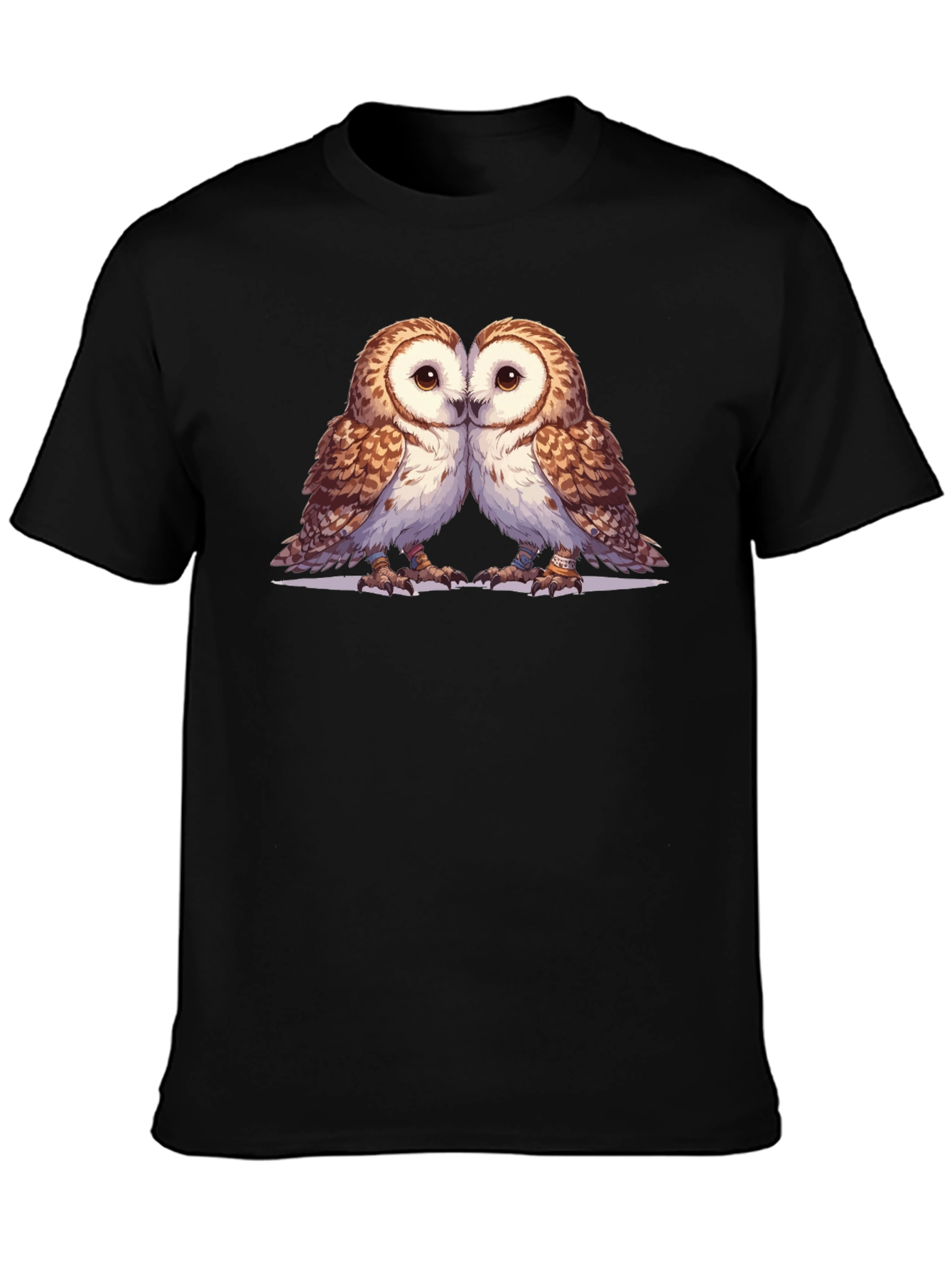 Owl Love Graphic Tee - Soft Black Cotton Blend