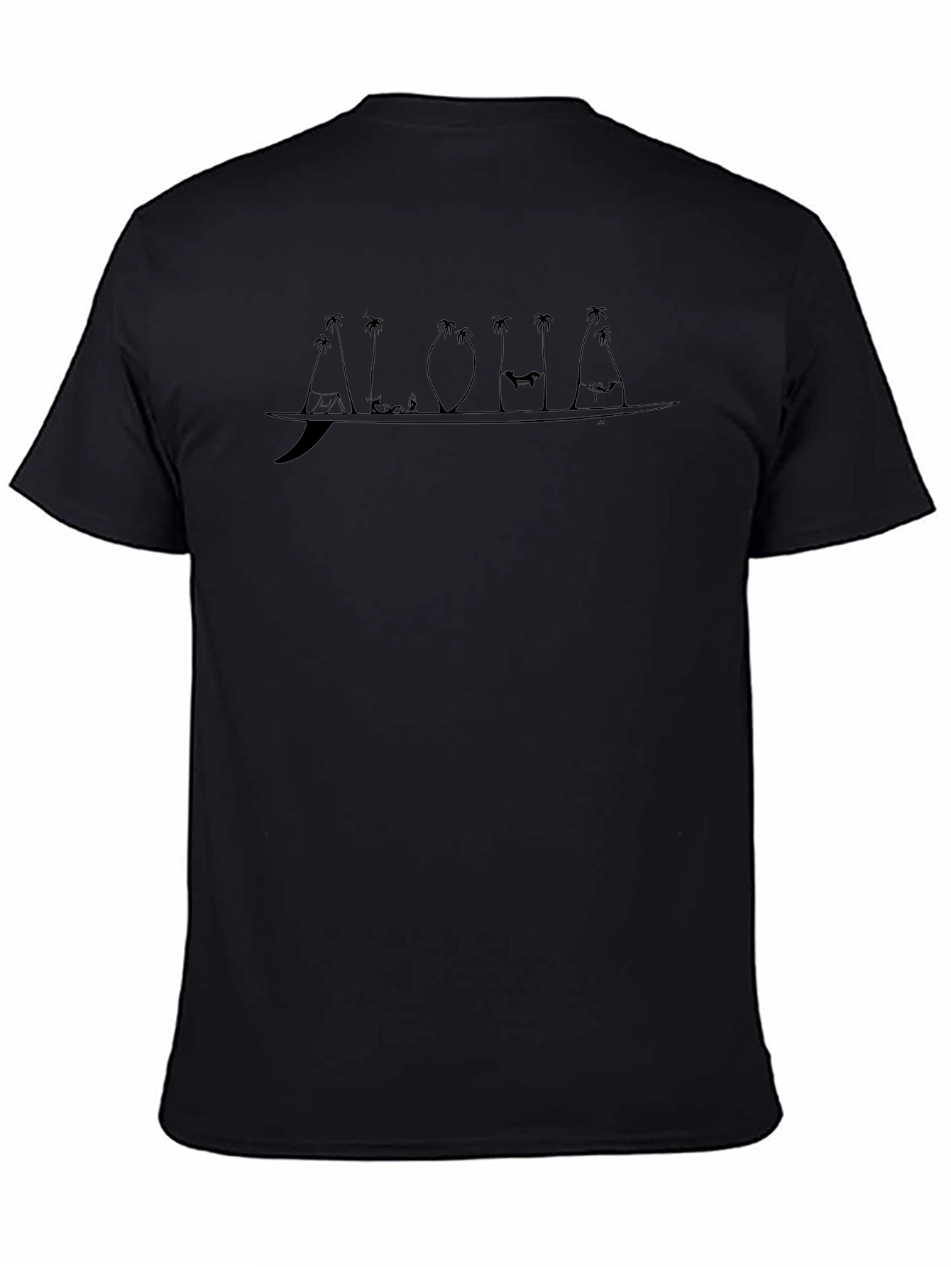 Aloha Surfboard Graphic T-Shirt - Black