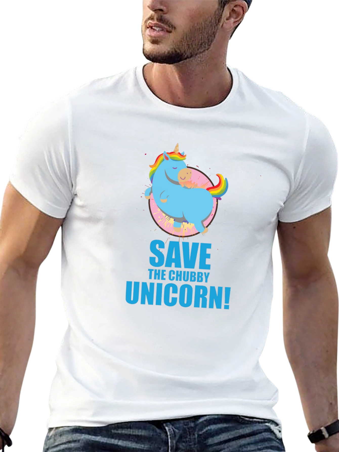 Save the Chubby Unicorn Black T-Shirt