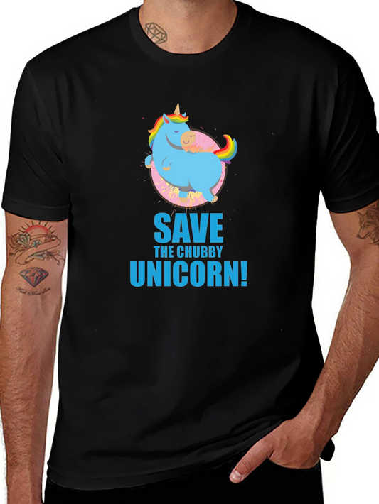 Save the Chubby Unicorn Black T-Shirt