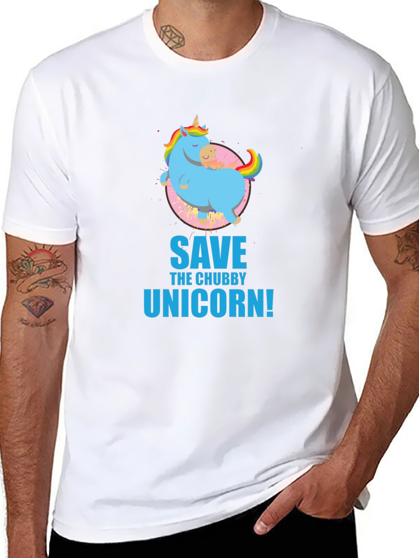 Save the Chubby Unicorn Black T-Shirt