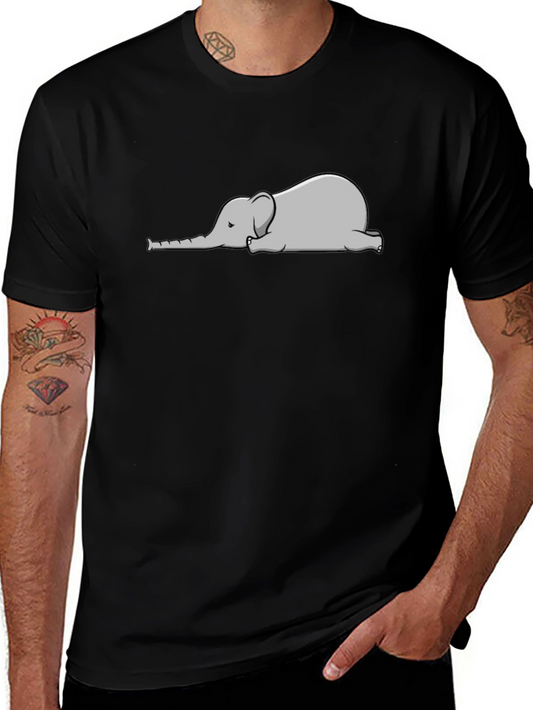 Lazy Elephant Graphic Tee - Black Cotton T-Shirt