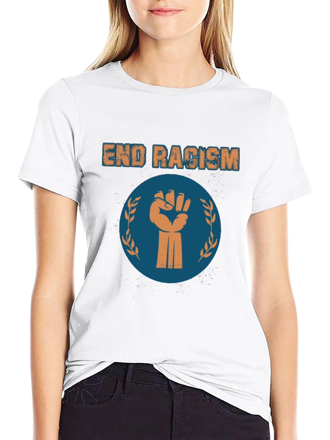 End Racism Graphic Tee - Black Cotton T-Shirt