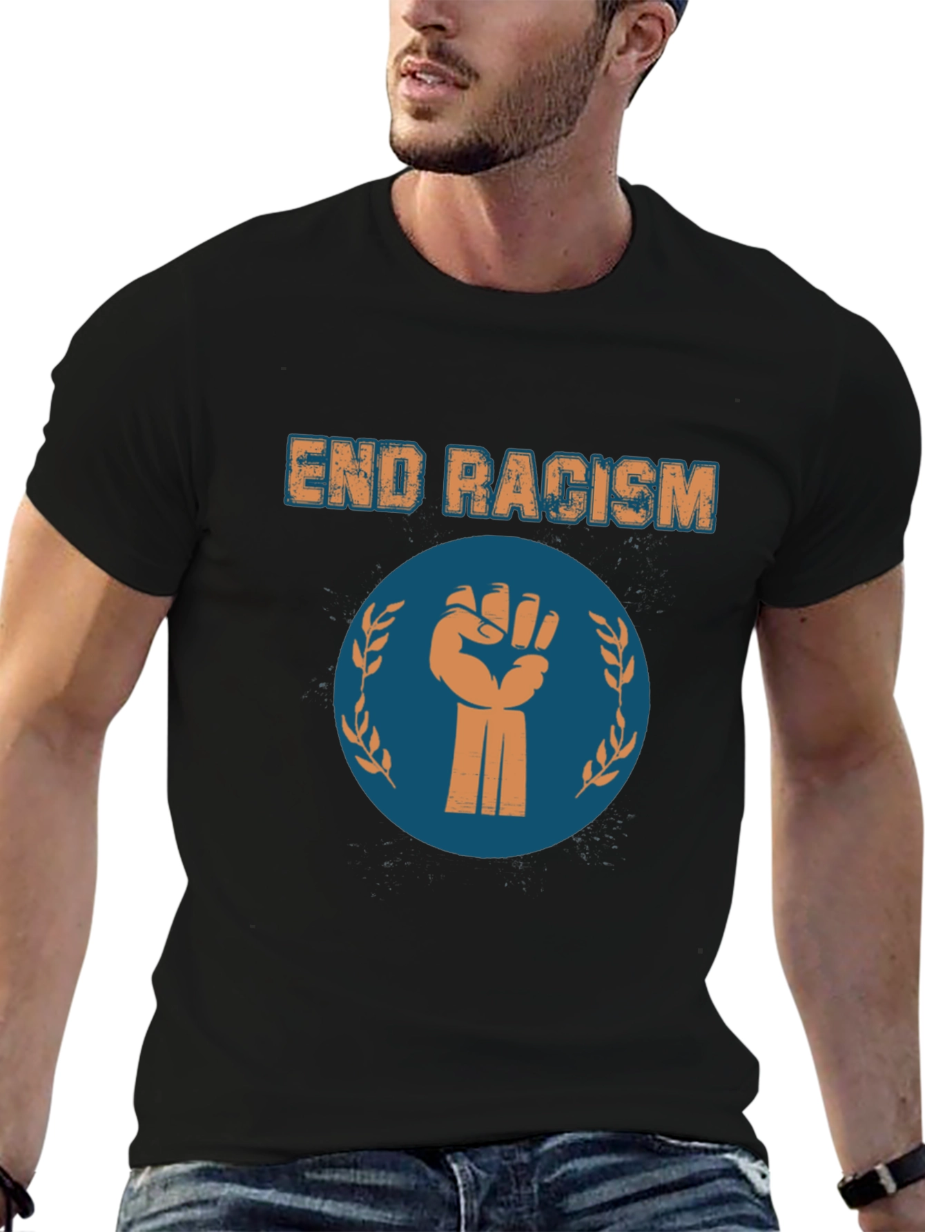 End Racism Graphic Tee - Black Cotton T-Shirt