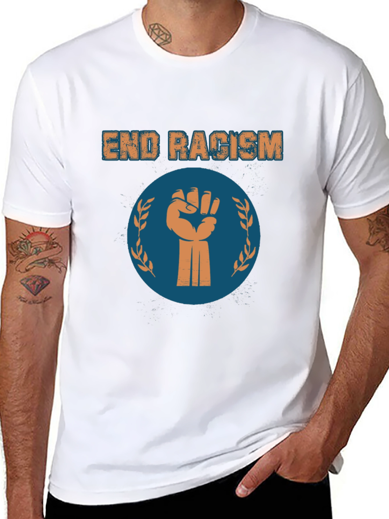 End Racism Graphic Tee - Black Cotton T-Shirt