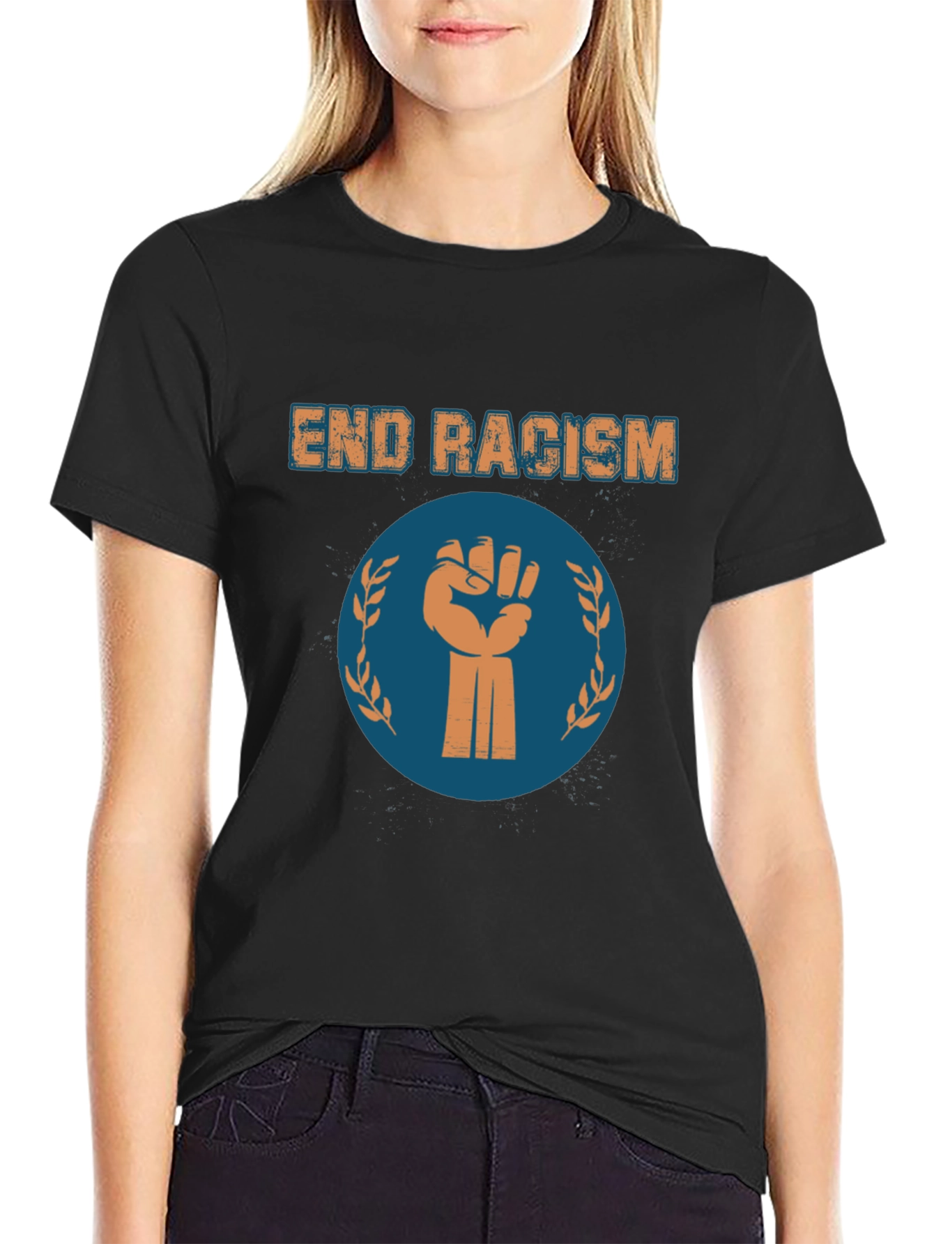 End Racism Graphic Tee - Black Cotton T-Shirt