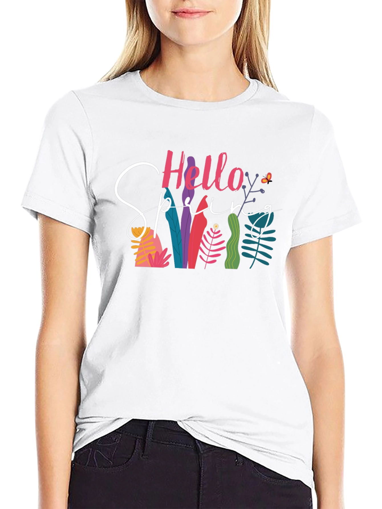 Hello Spring Graphic Tee - Black