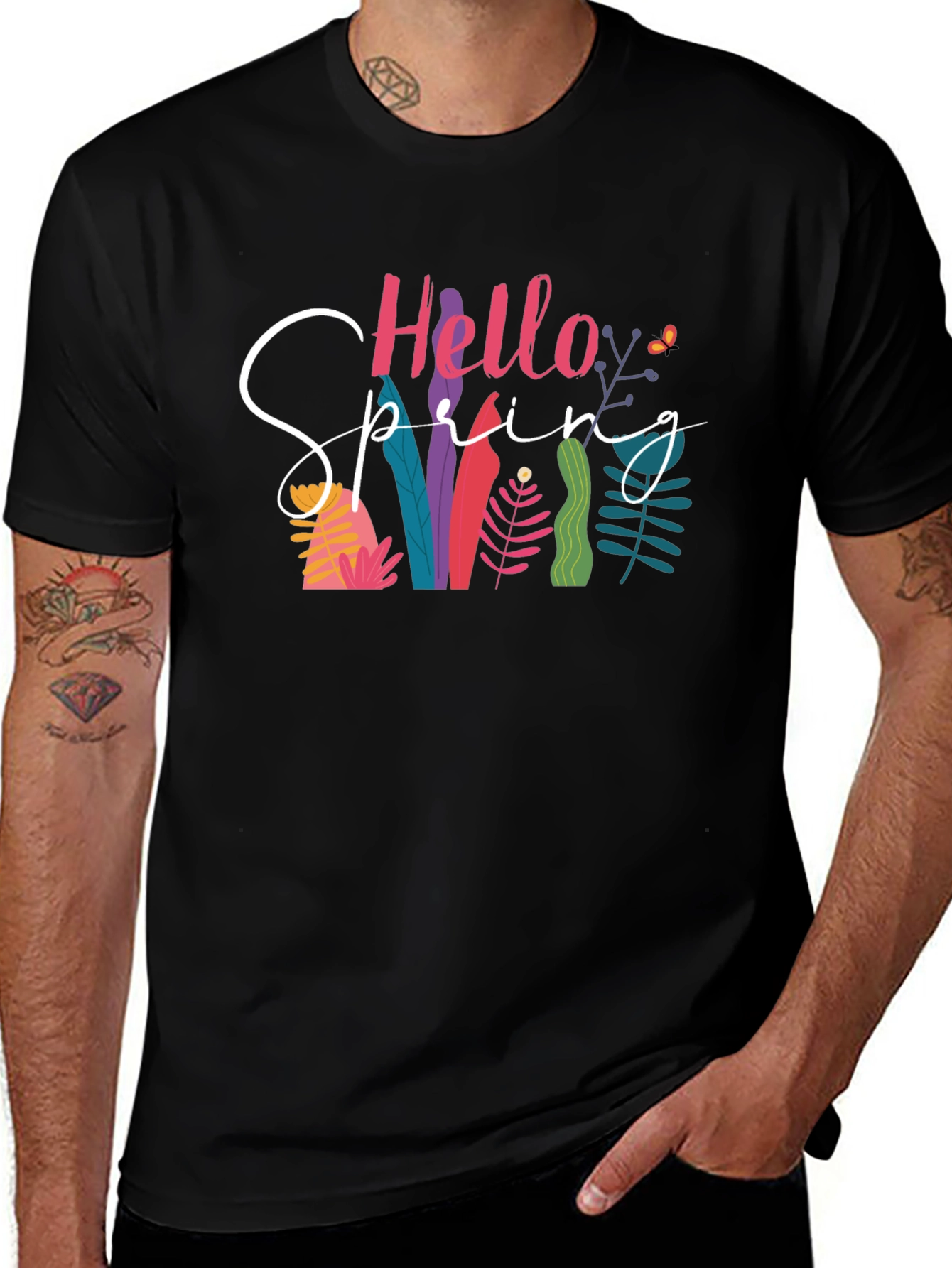 Hello Spring Graphic Tee - Black