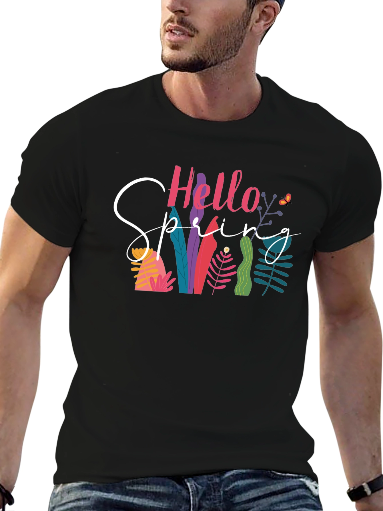 Hello Spring Graphic Tee - Black