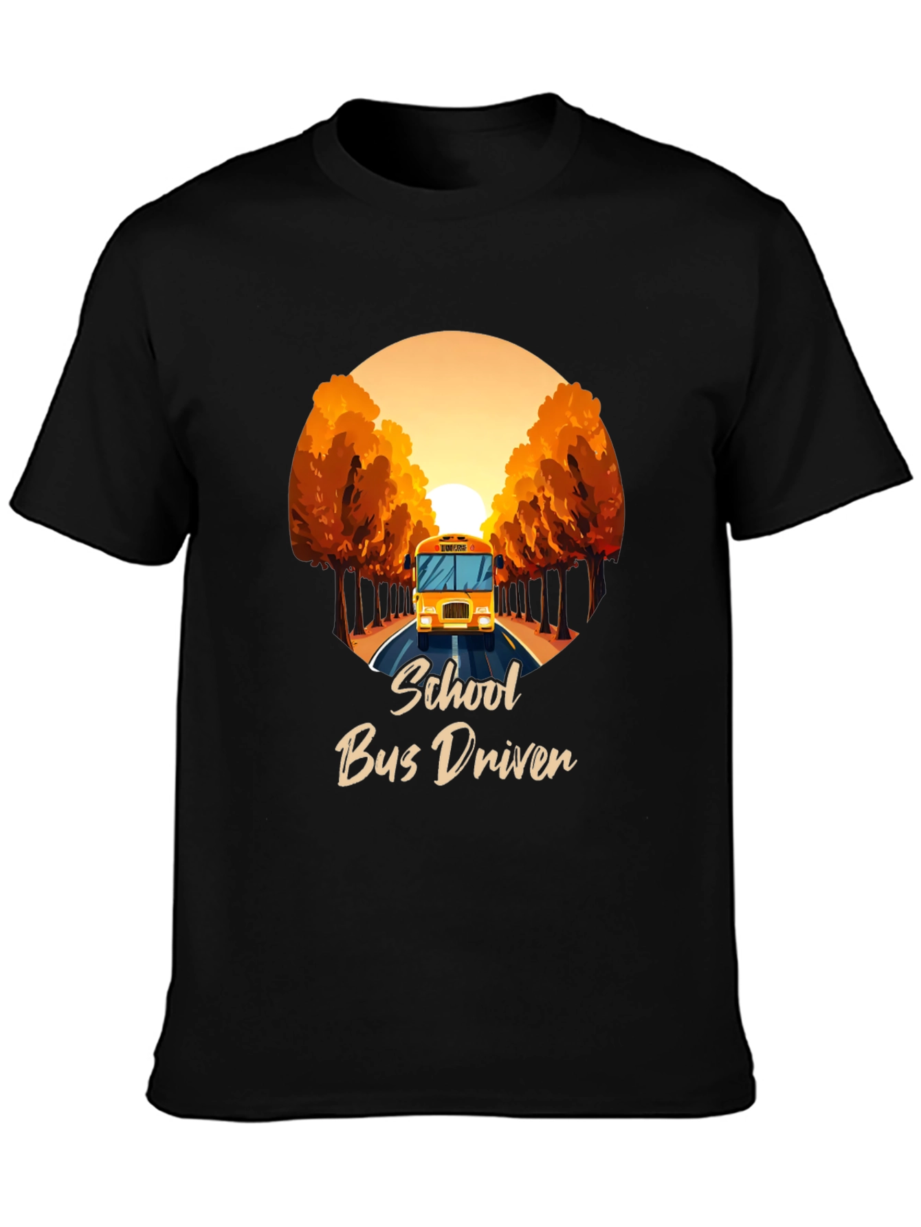 School Bus Driver Graphic Tee - Black Cotton T-Shirt