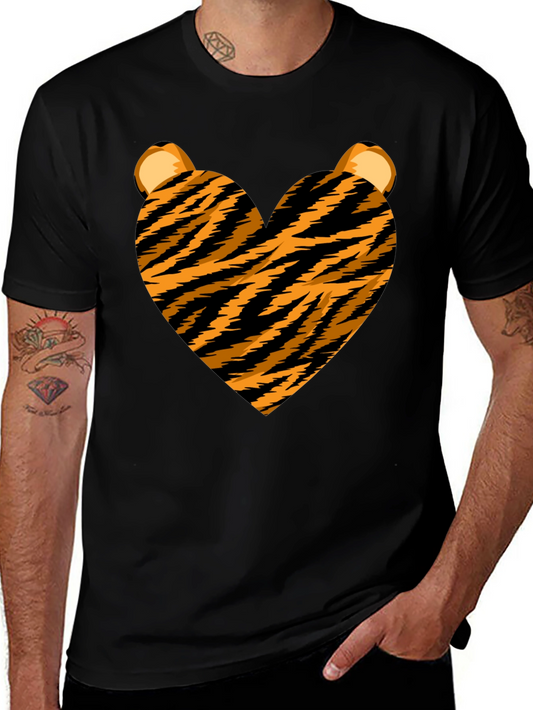 Tiger Heart Graphic Tee - Black Crew Neck