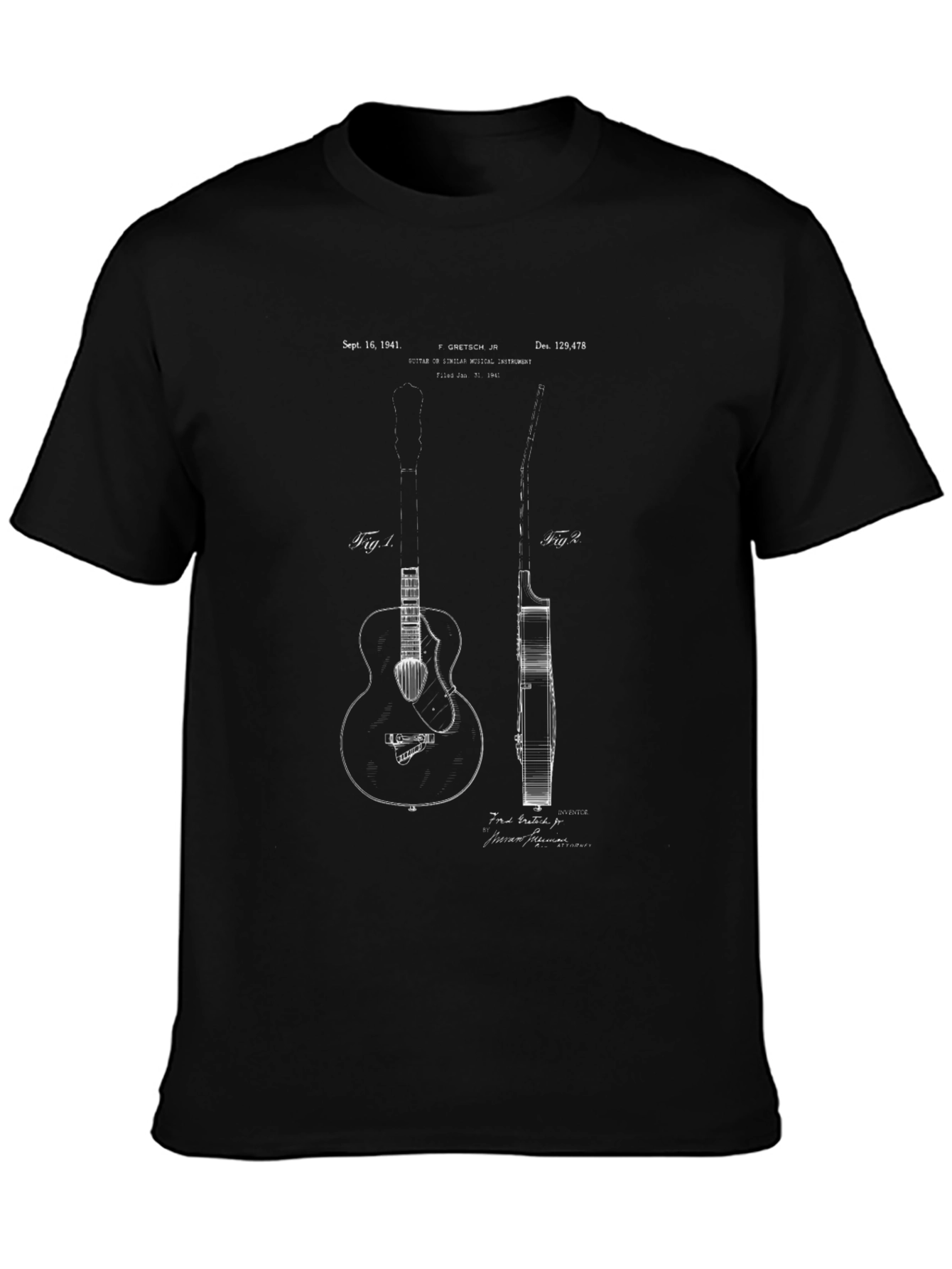 Guitar Blueprint Graphic Tee