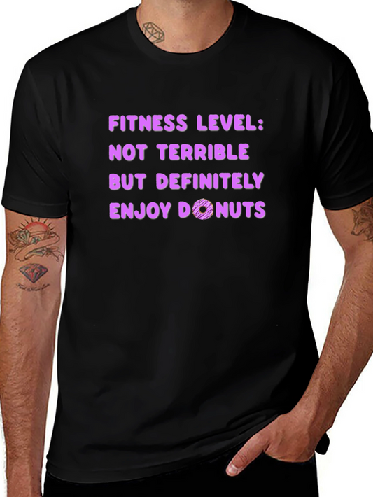 Funny Fitness Level Donut Graphic T-Shirt