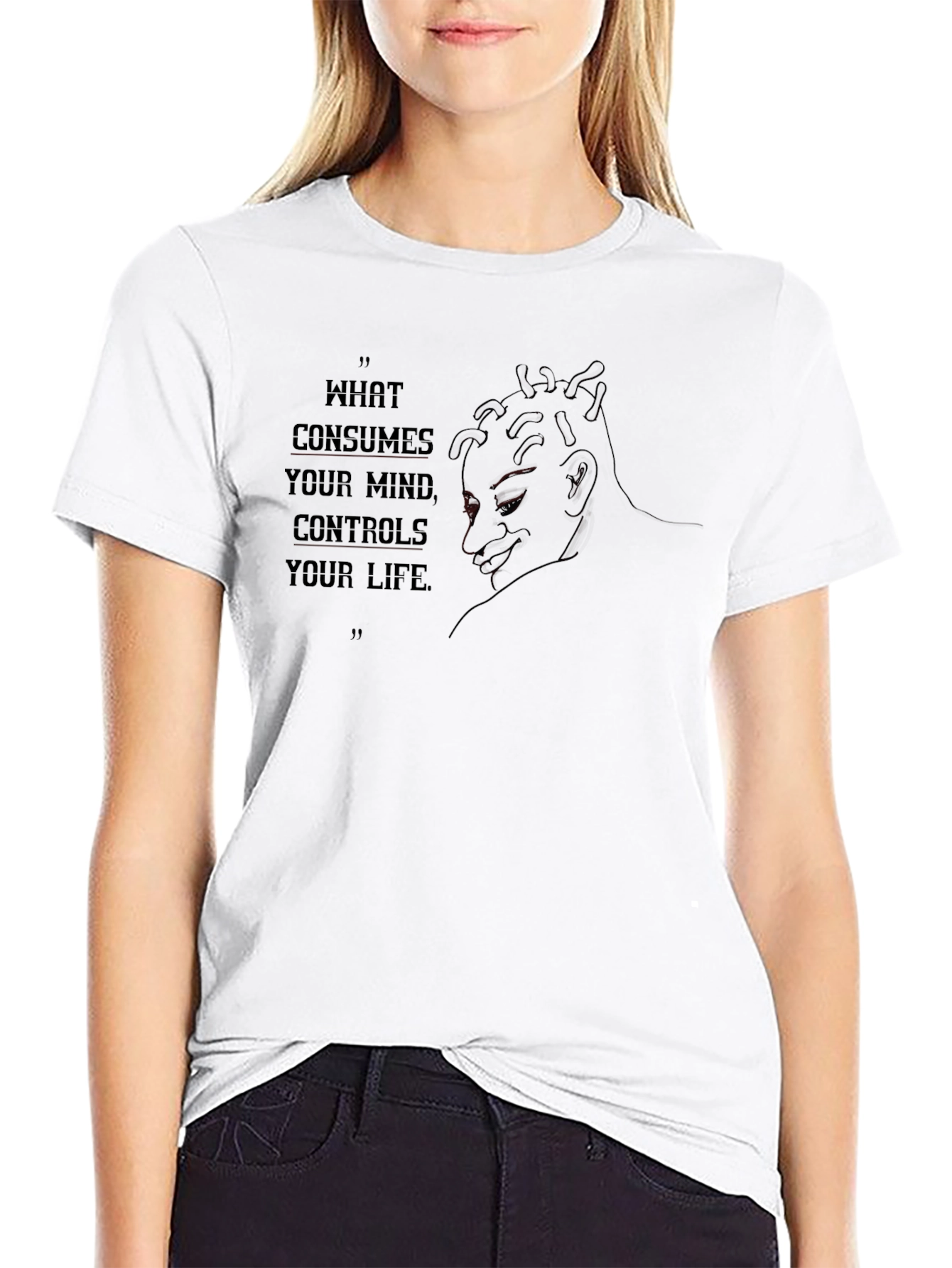 Mind Control Graphic Tee - Black Cotton Blend