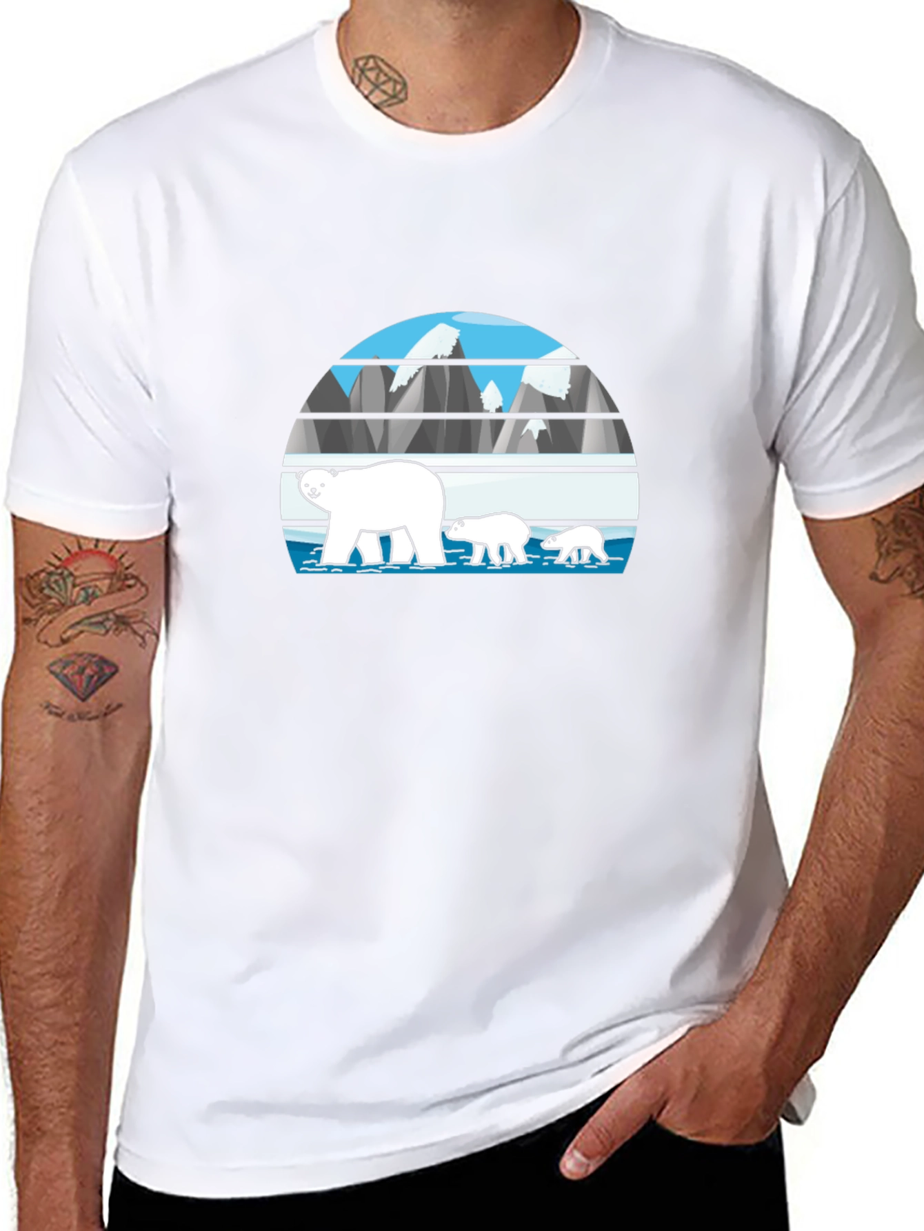 Polar Bear Family Graphic Tee - Black