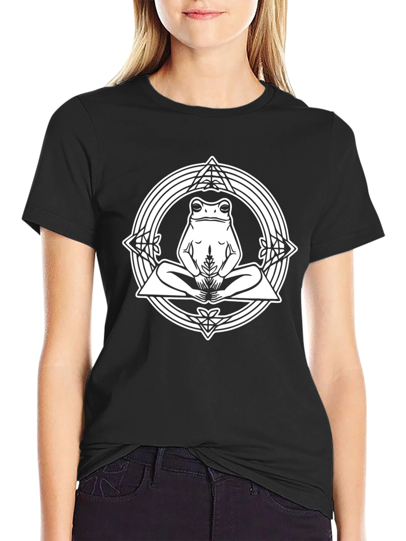 Meditating Frog T-Shirt - Black