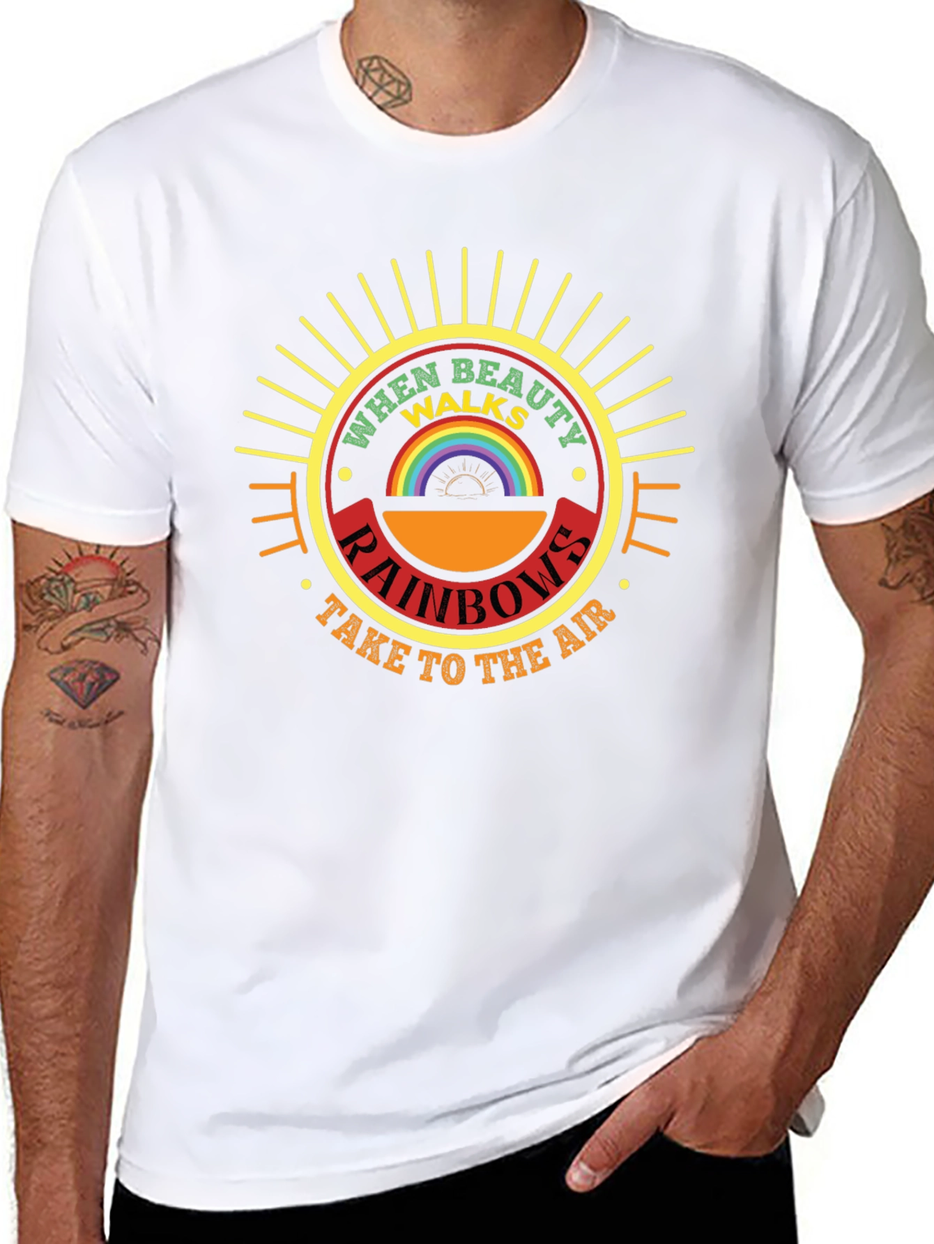 When Beauty Walks Rainbows Graphic T-Shirt