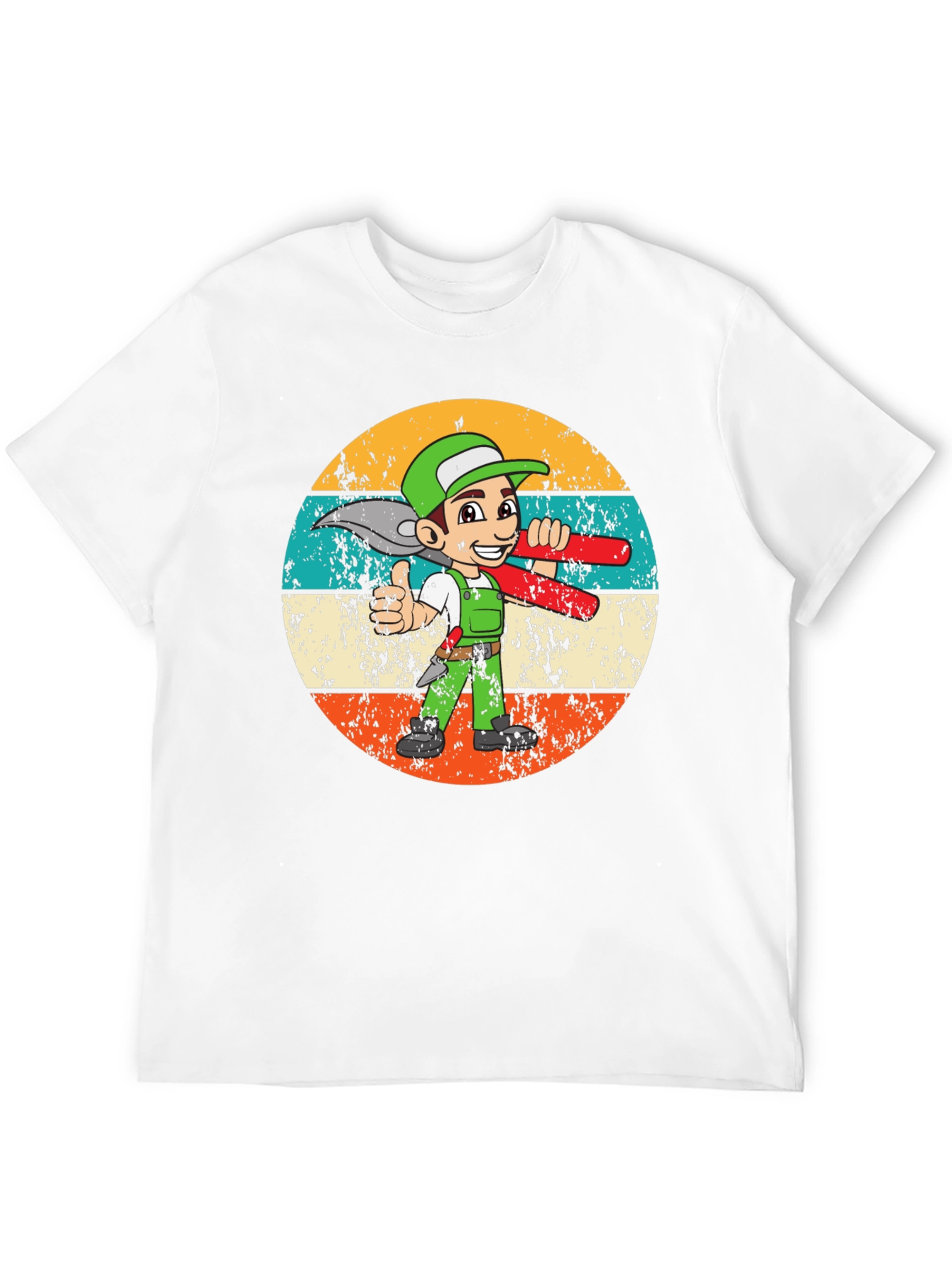 Cartoon Plumber Retro T-Shirt - Black Graphic Tee