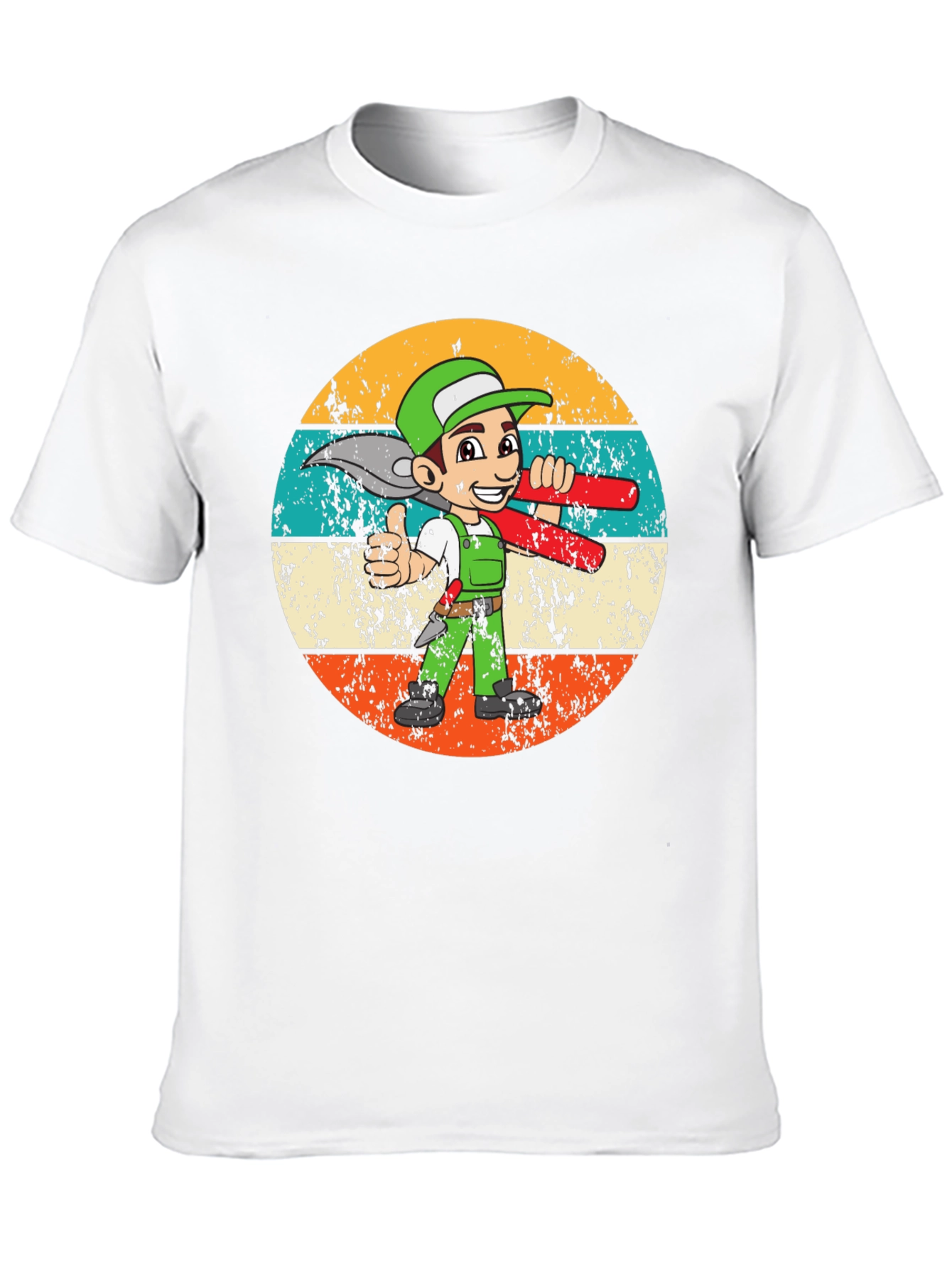 Cartoon Plumber Retro T-Shirt - Black Graphic Tee