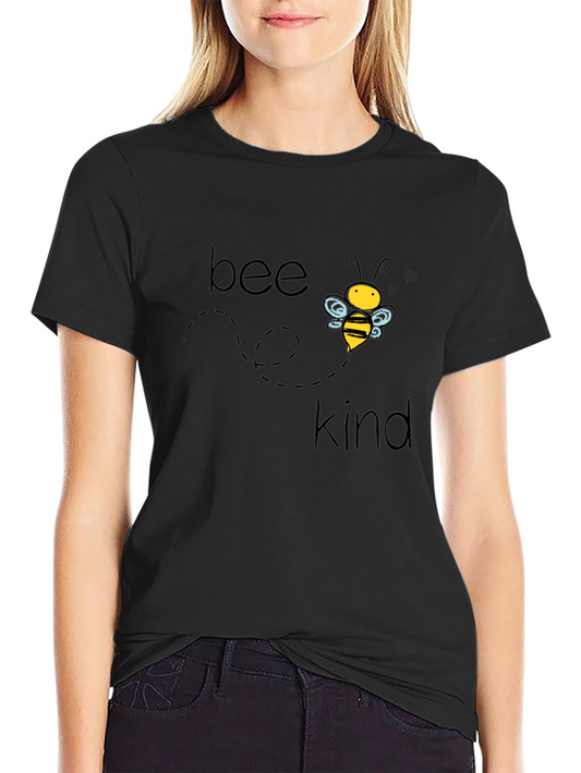 Bee Kind Graphic Tee - Black Cotton Casual T-Shirt