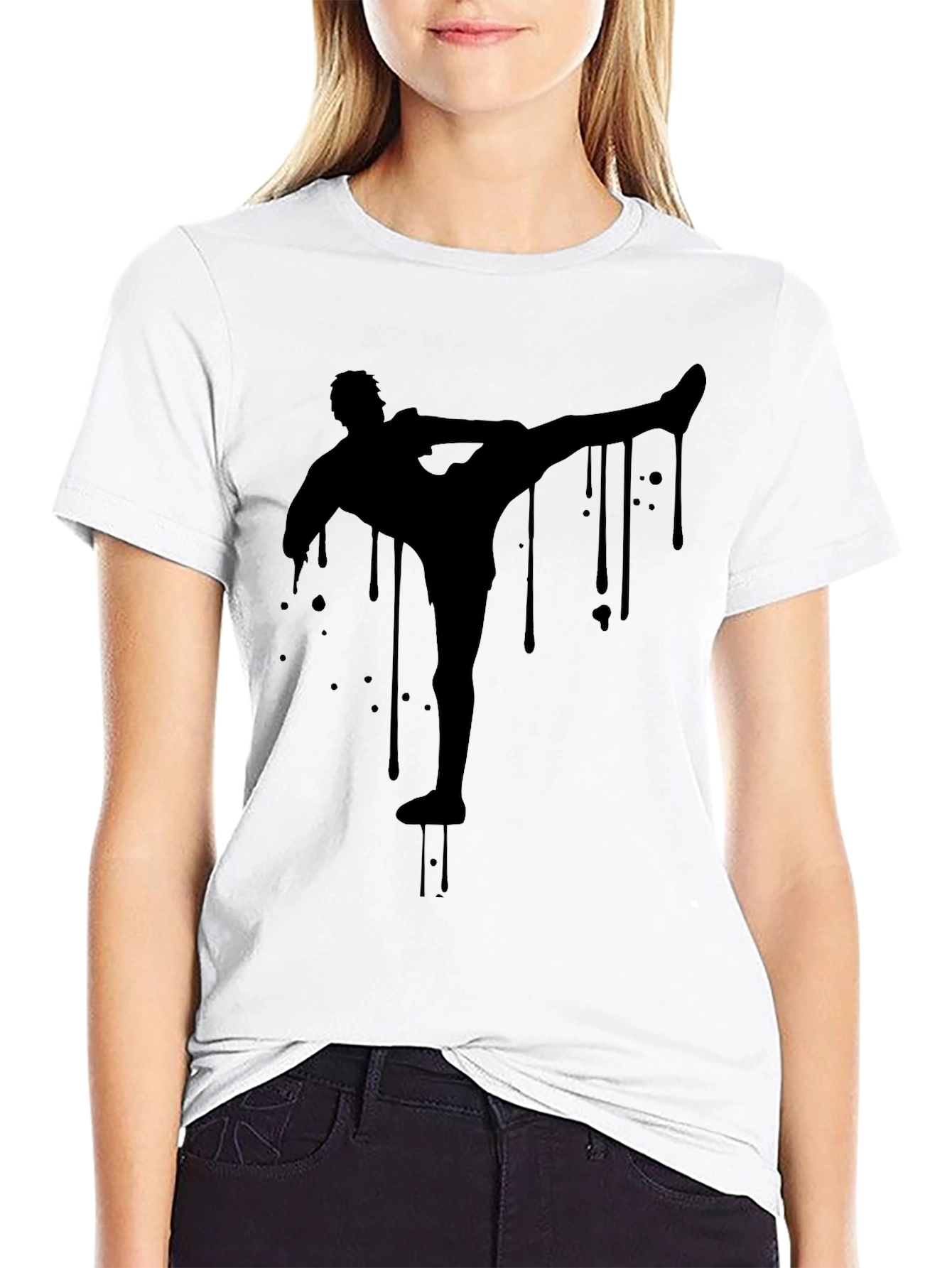 Silhouette Kick Black Tee - Modern Streetwear Style