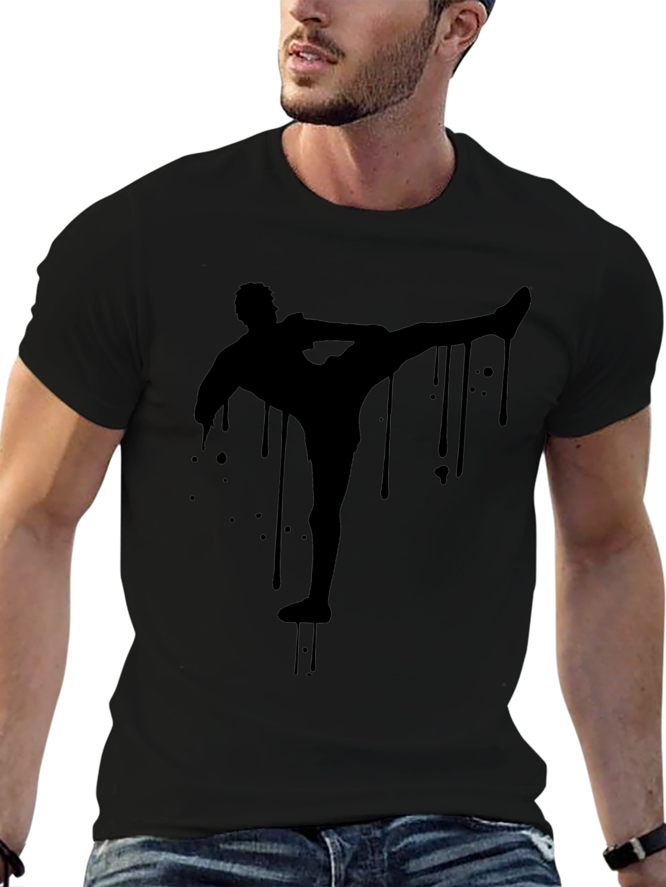 Silhouette Kick Black Tee - Modern Streetwear Style