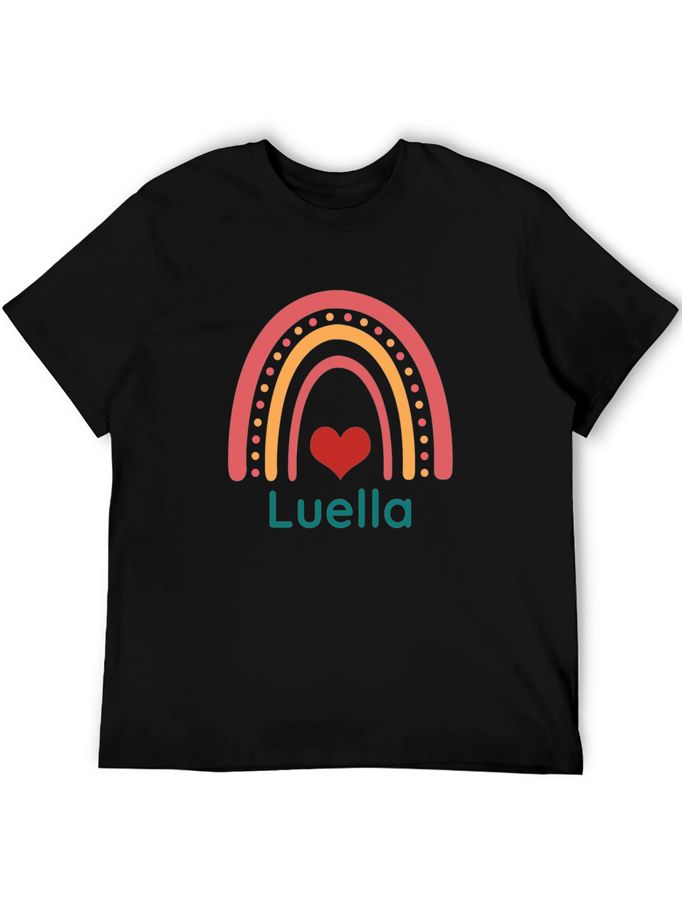 Luella Rainbow Heart Graphic Tee - Black Cotton