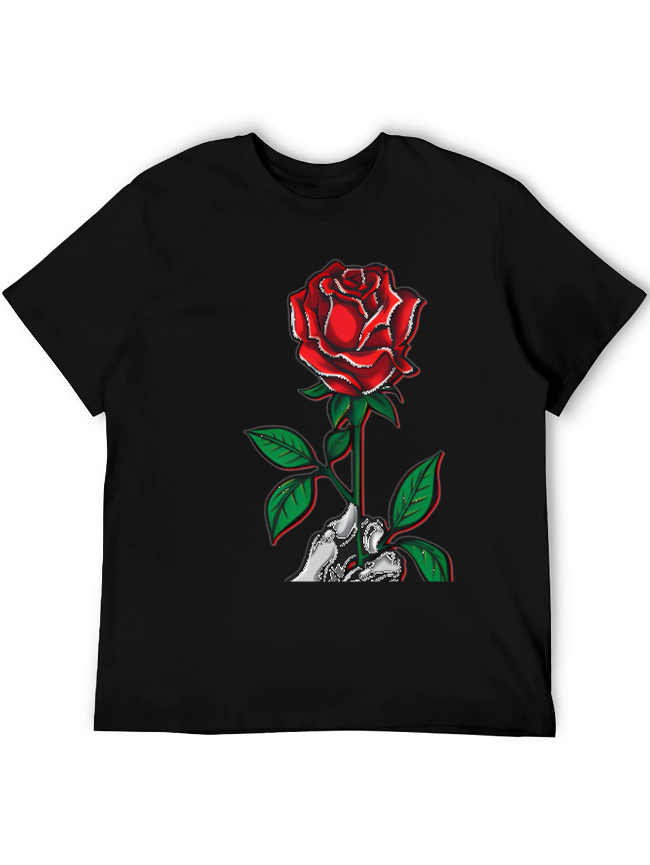 Rose Skeleton Hand Graphic T-Shirt